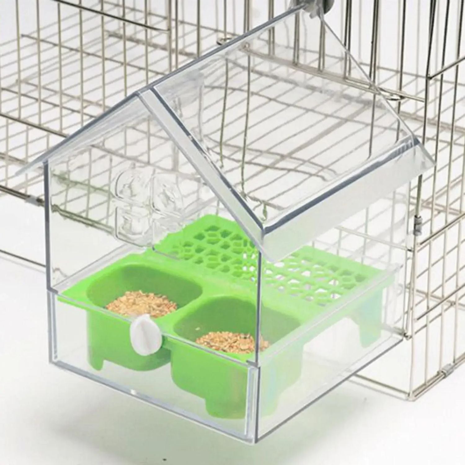 Transparante anti-mors voerbak en badhuis voor vogels, extern gebruik