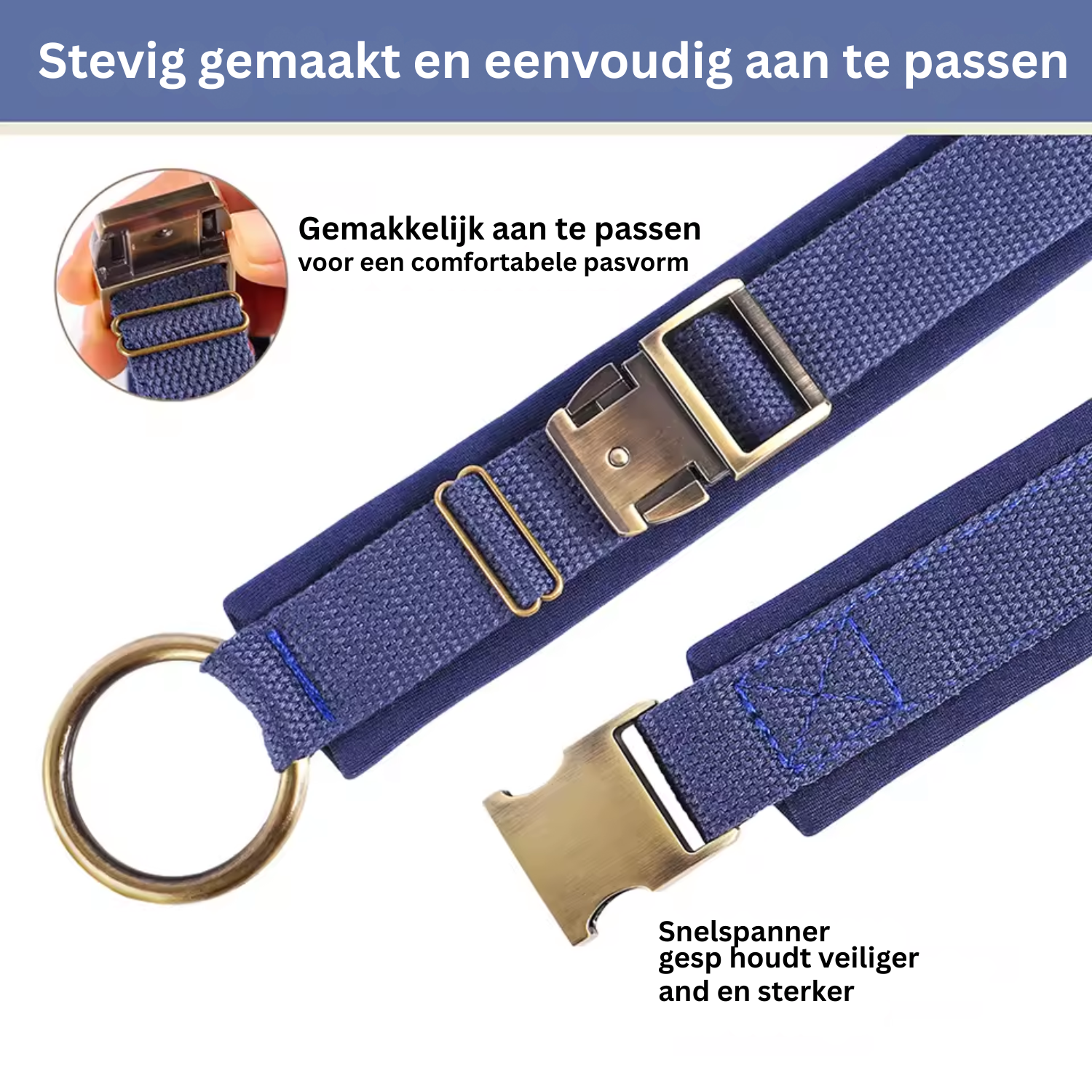 SafeID Nylon Halsband | Gepersonaliseerde Hondenhalsband met Naam en Telefoonnummer