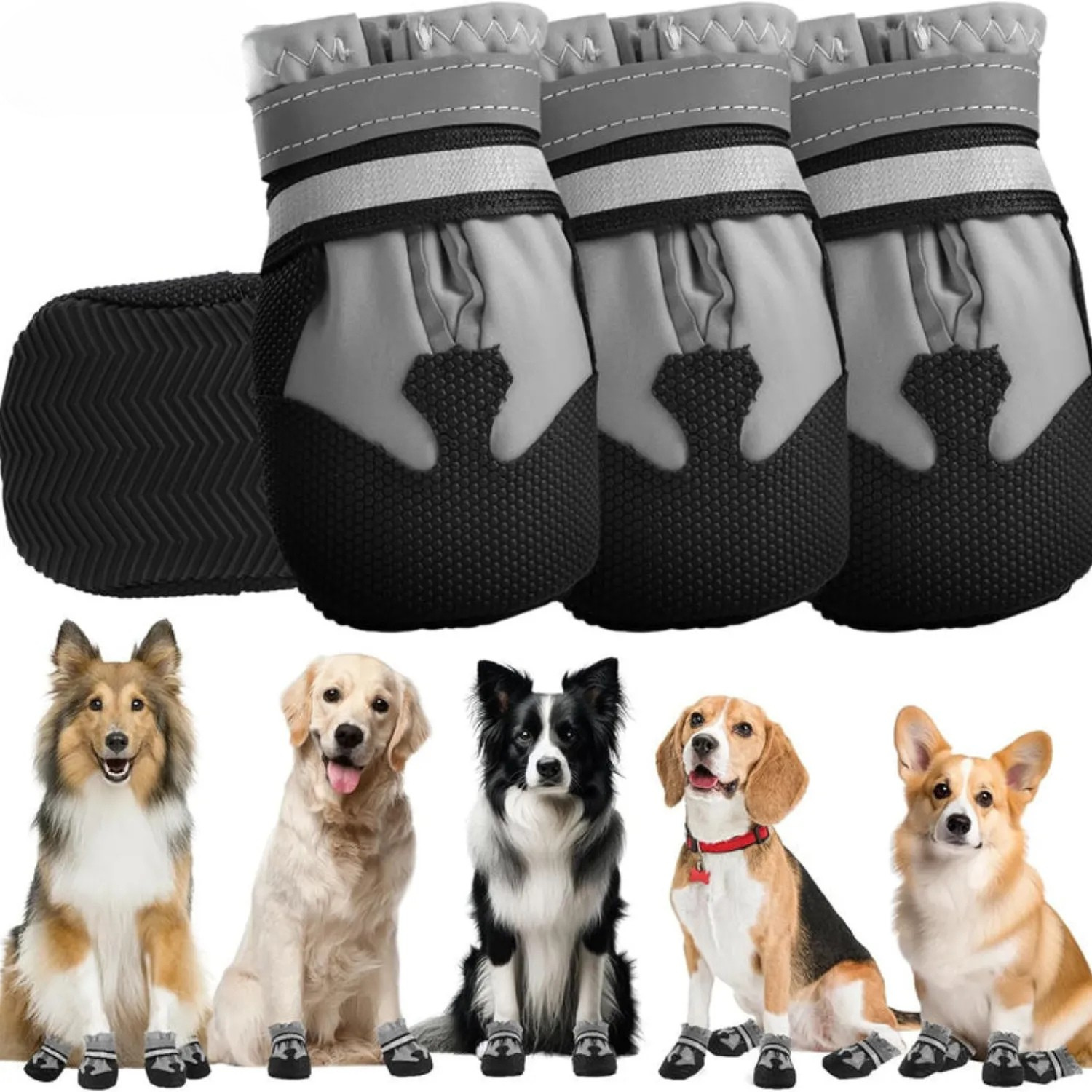PawShield Set | Waterdichte Pootbeschermers voor Grote Honden met Antislip & Reflectie