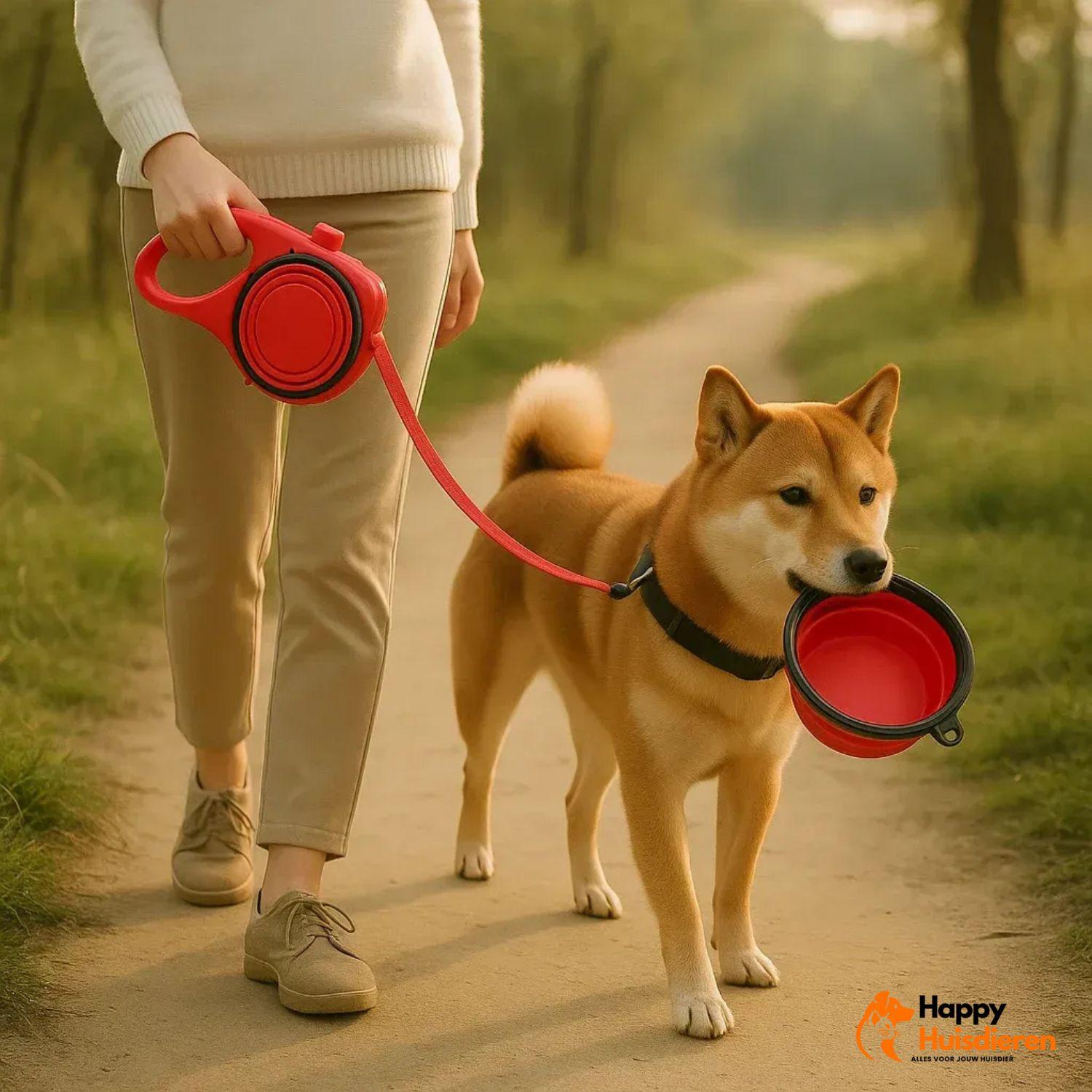 WalkEase Duo | Multifunctionele Hondenriem met Drink- en Voerfunctie
