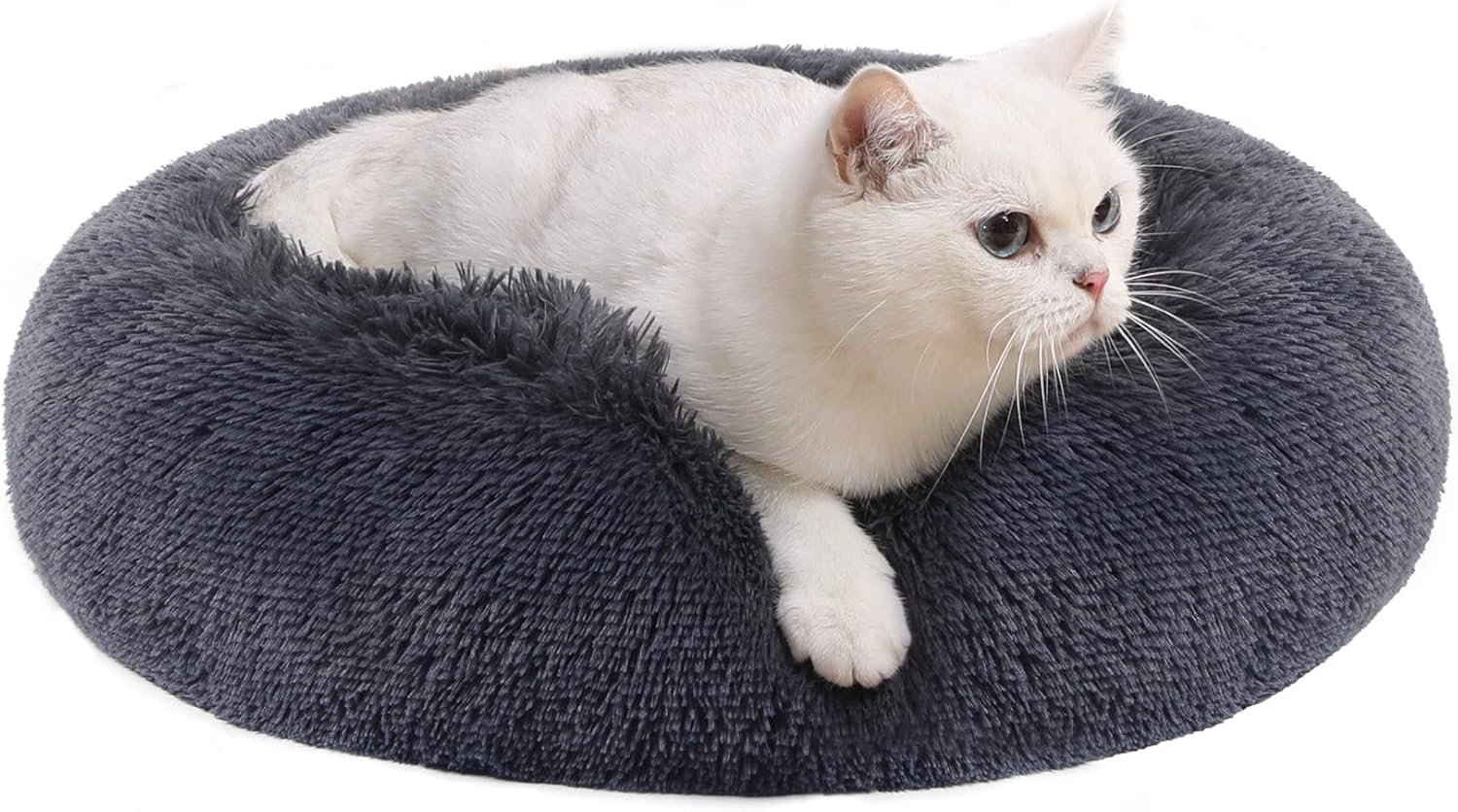 Zacht en wasbaar donutkussen voor honden en katten, met uitneembare vulling en langharige pluche