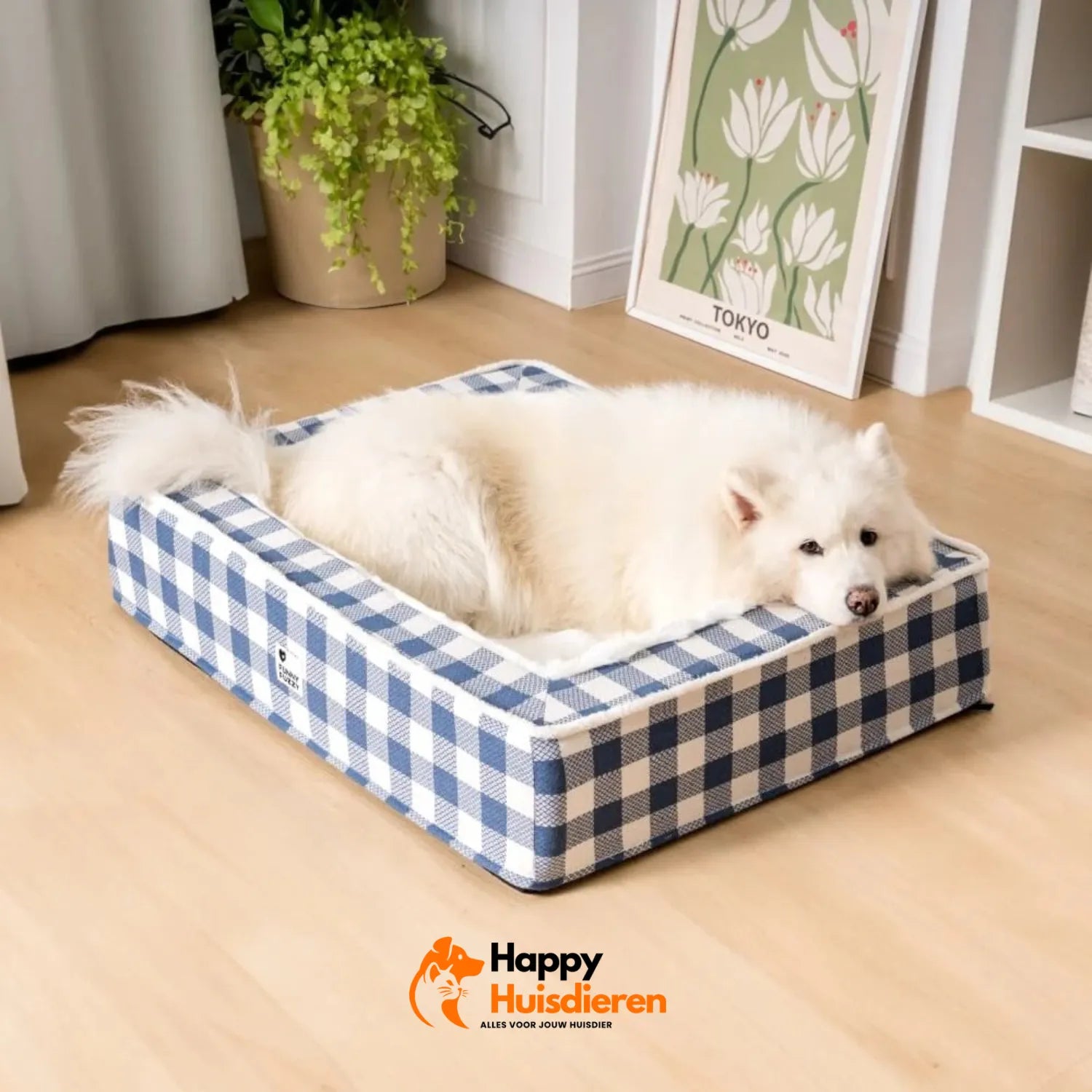 Schotse Knuffelmand | Superzacht Geruit Hondenbed met Ergonomische Nekondersteuning en Afneembare Hoes