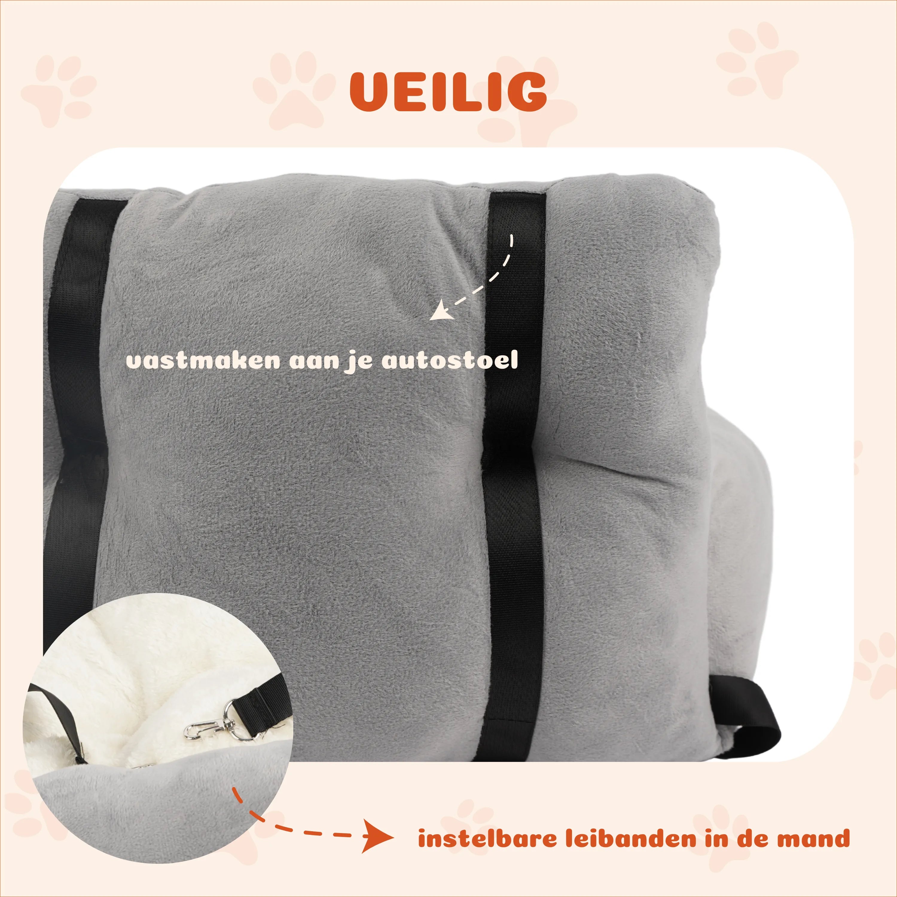 Auto Hondenstoel Grijs | Veilig autostoeltje, luxe & wasbaar