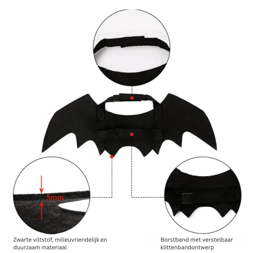 BatPaws Kostuum | Grappig Vleermuiskostuum voor Honden en Katten met Halloween