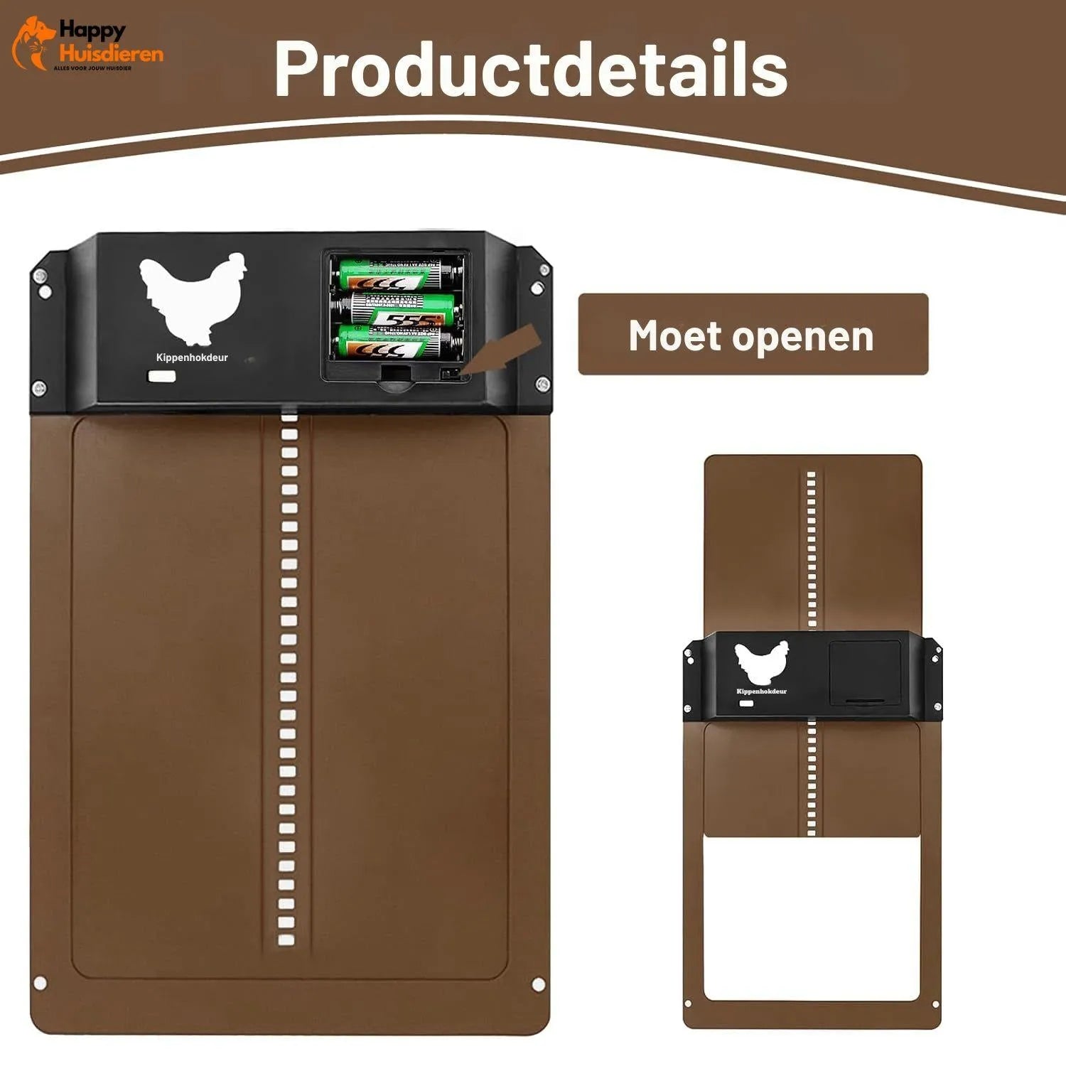 Bertha | Slimme deur met lichtsensor voor kippenhokken – veilig & weerbestendig