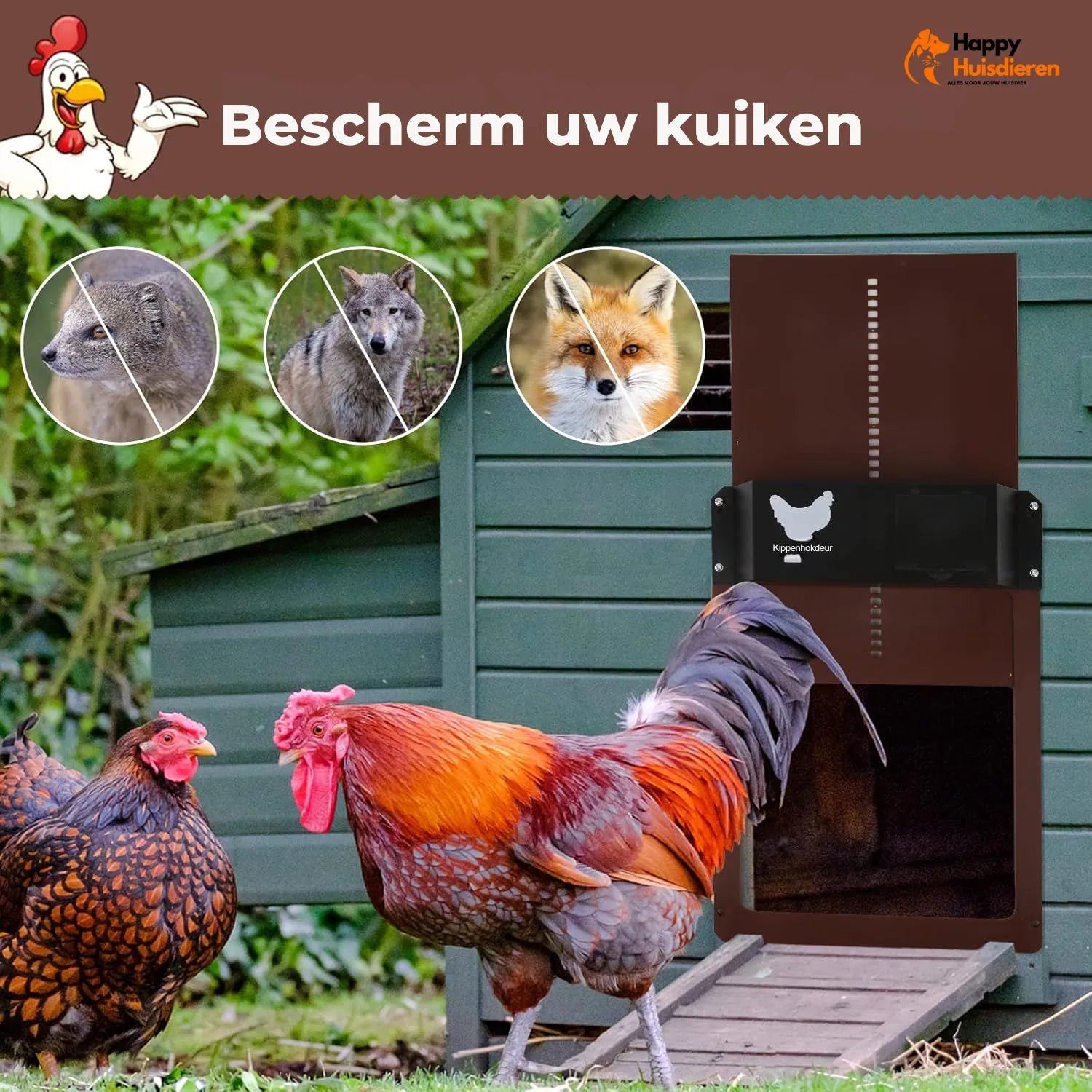 Bertha | Slimme deur met lichtsensor voor kippenhokken – veilig & weerbestendig