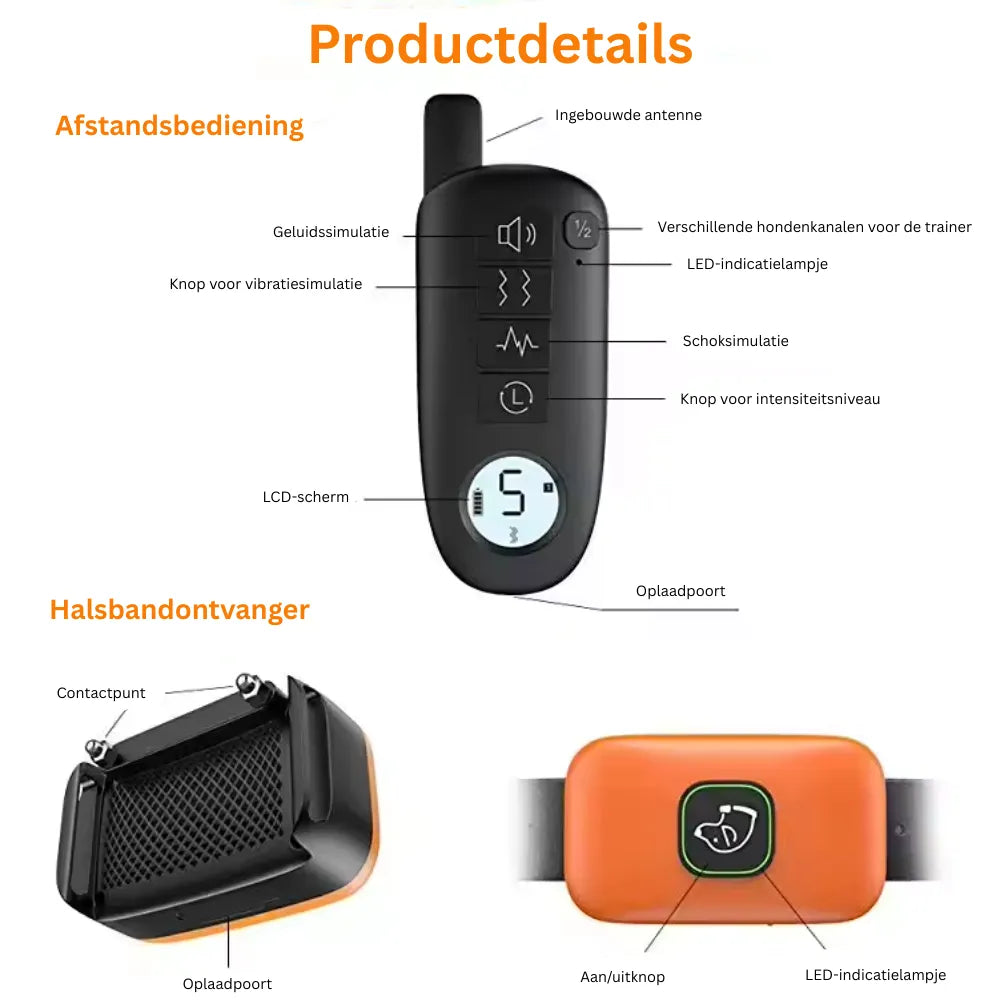 CalmVibe | trainingshalsband met trilfunctie, afstandsbediening, oplaadbaar & stil