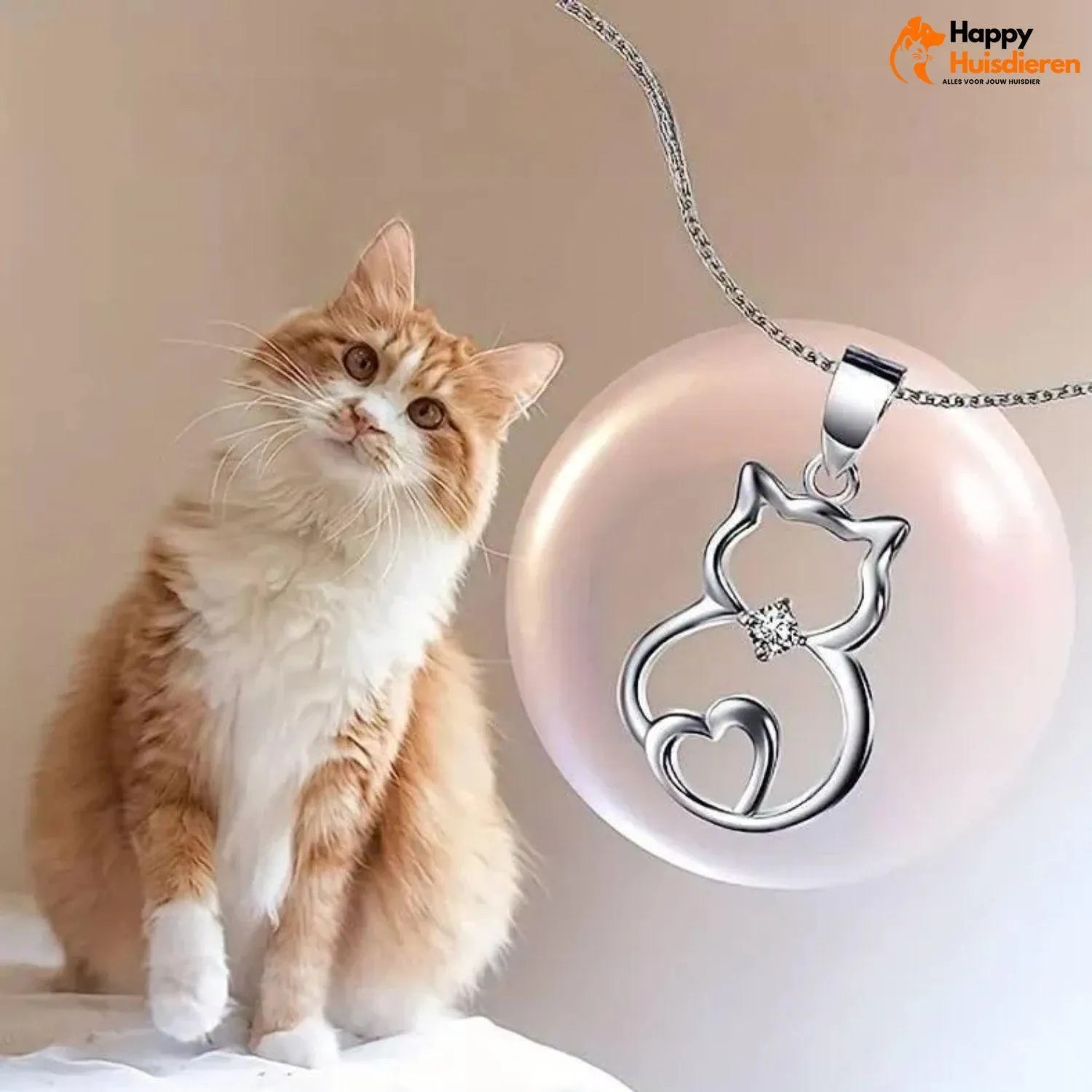 CharmTail | Delicate kattenontwerpketting met hartaccent voor