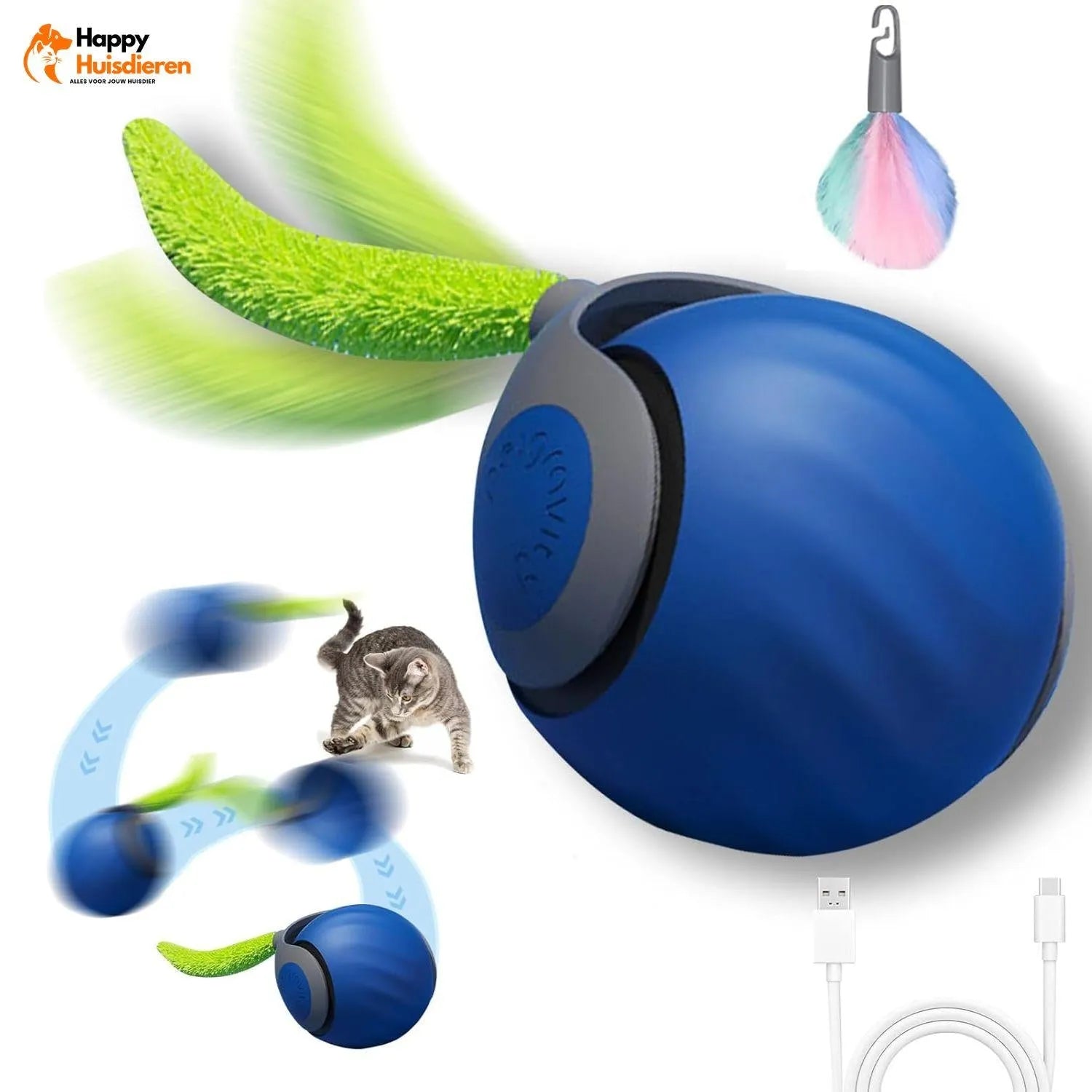 ChaseWhirl | Interactieve kattenbal met bewegende staart & oplaadbare motor
