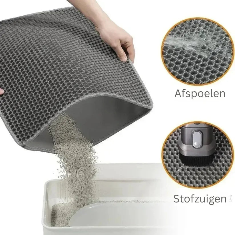CleanPaw Kattenbakmat | Dubbel Laags Antislip Mat voor Hygiënische Kattenbak