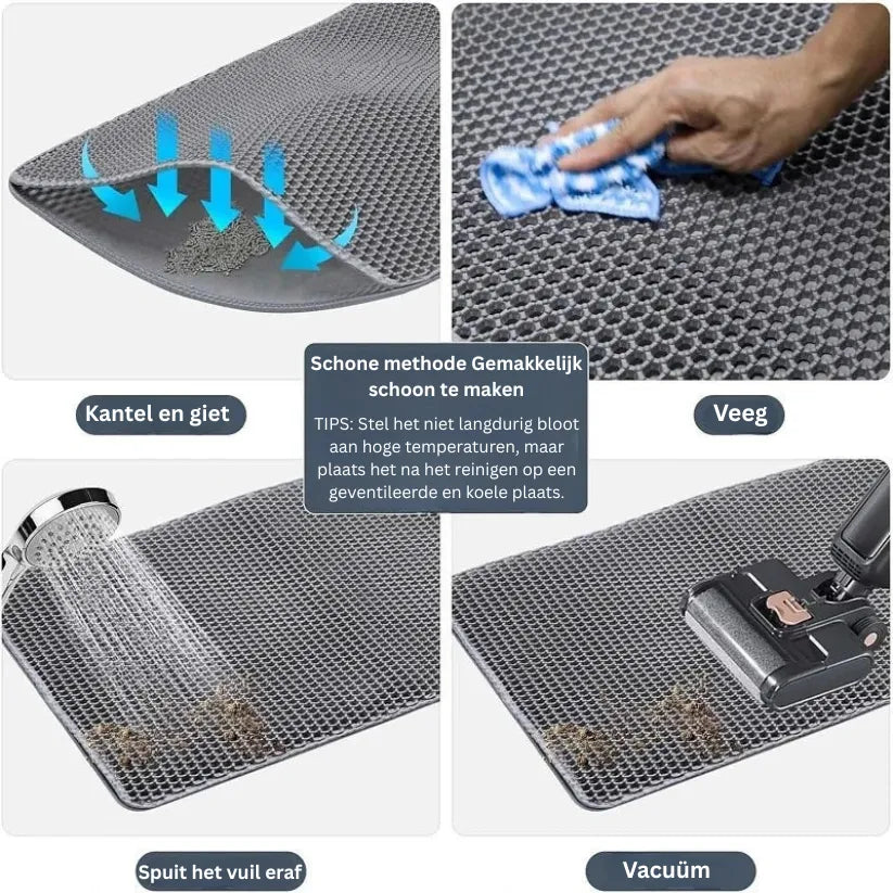 CleanPaw Kattenbakmat | Dubbel Laags Antislip Mat voor Hygiënische Kattenbak