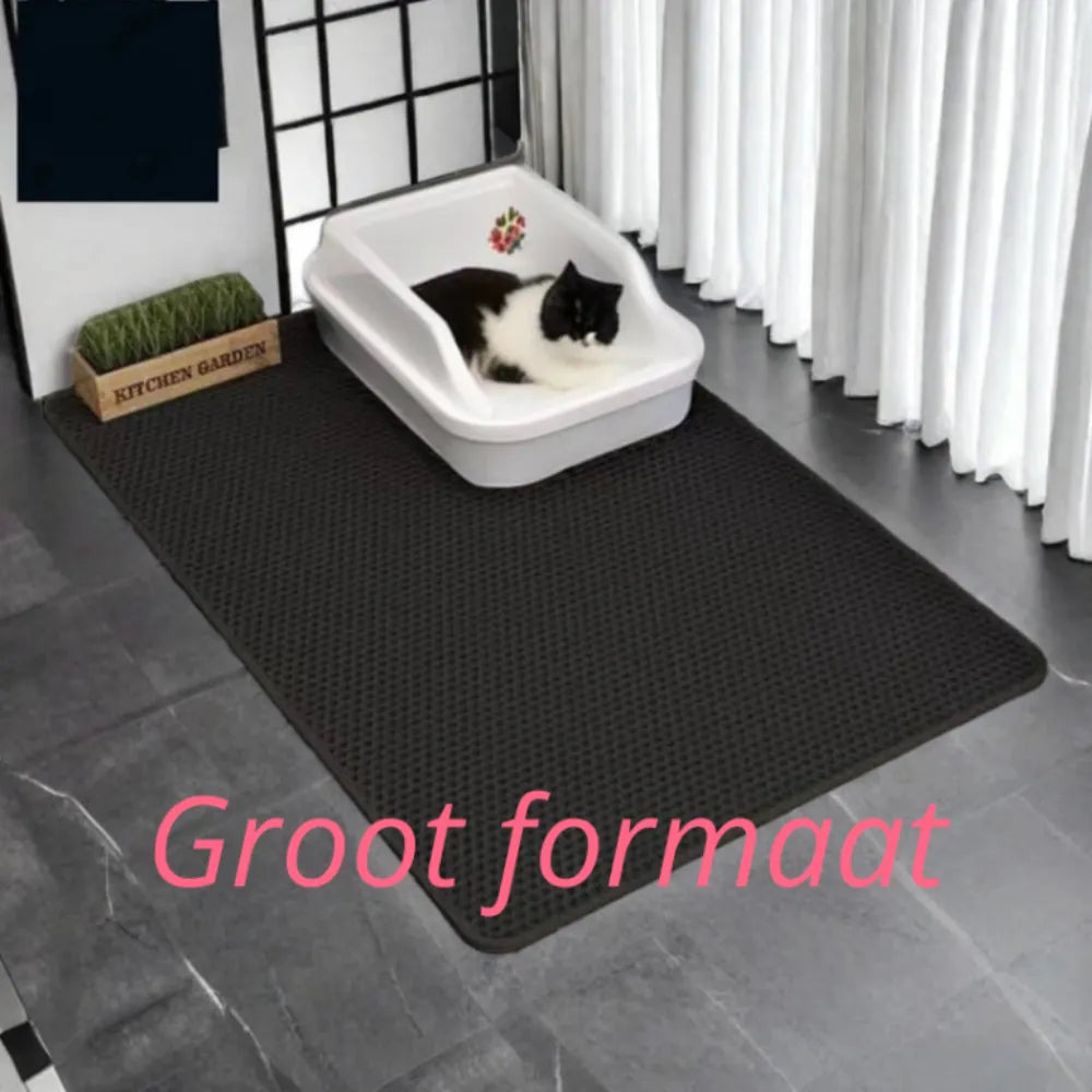 CleanPaw Kattenbakmat | Dubbel Laags Antislip Mat voor Hygiënische Kattenbak