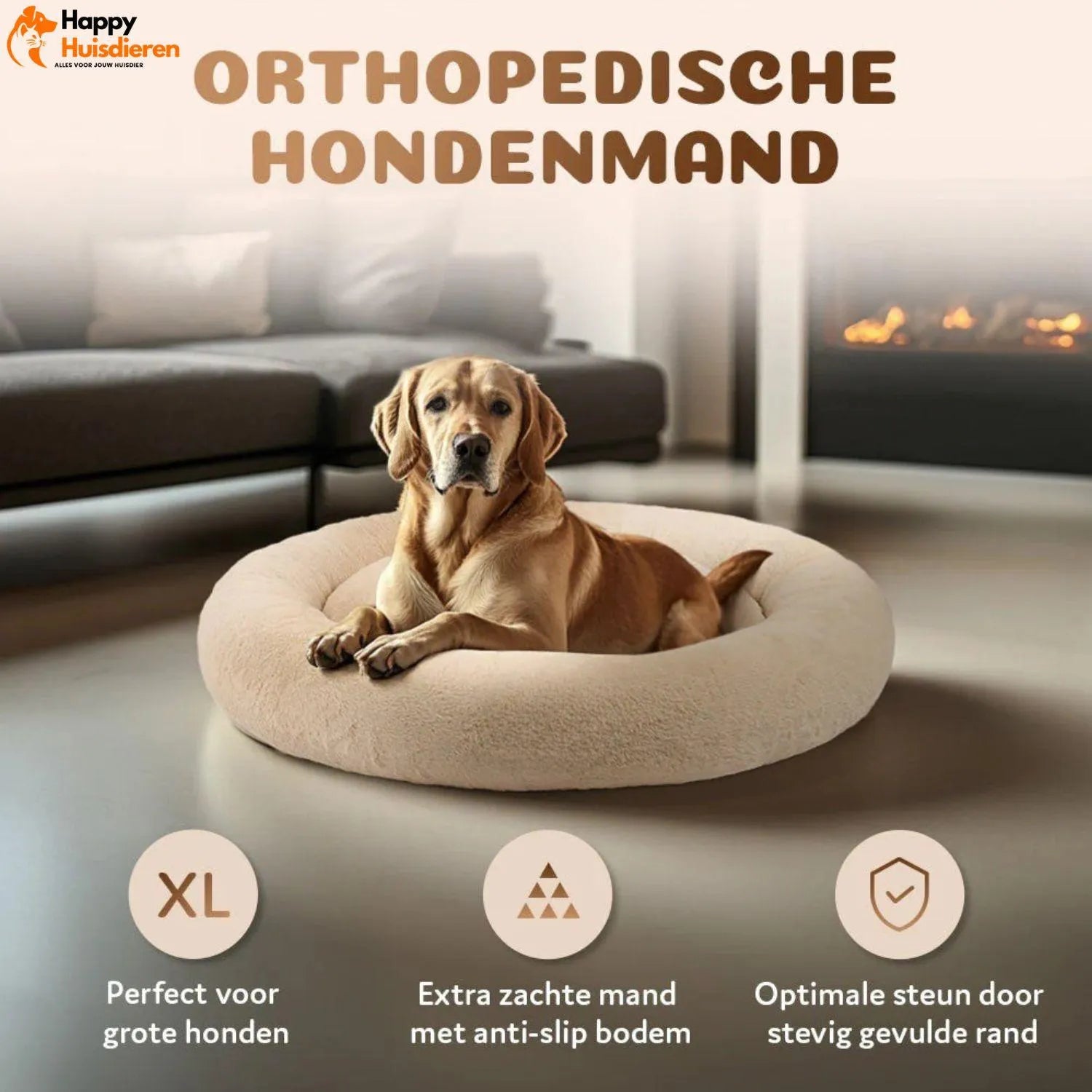 CozyHalo | Orthopedische donut hondenmand, kalmerend & wasbaar