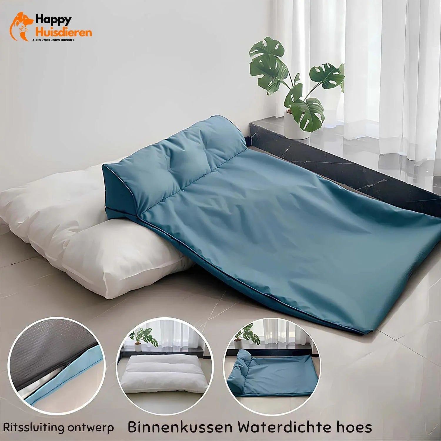 Deluxe Pet Den | Waterdicht en afneembaar groot hondenbed met hoge rugleuning