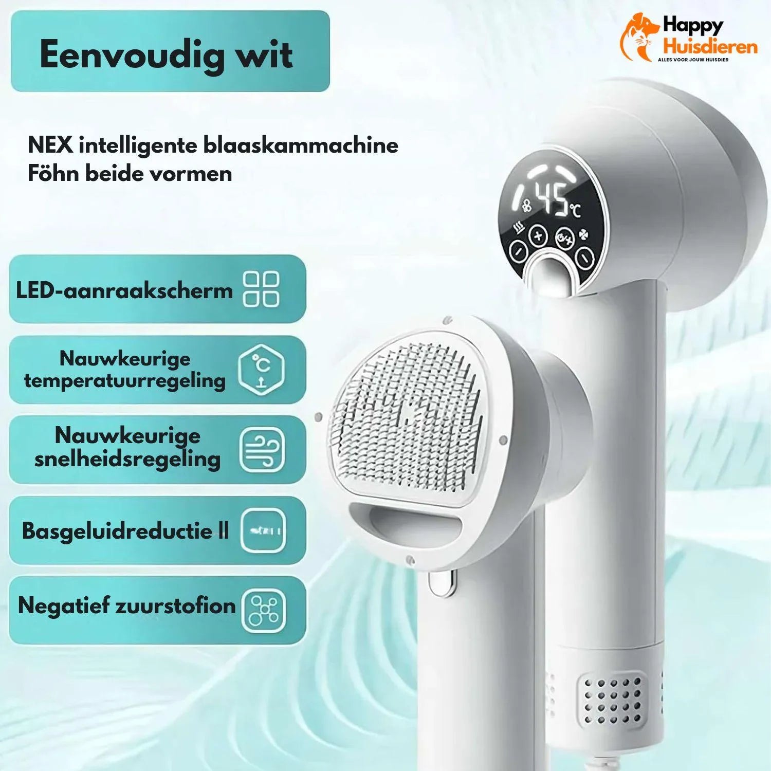 DryEase Brush | Droogborstel voor honden met stille werking & zachte vachtverzorging