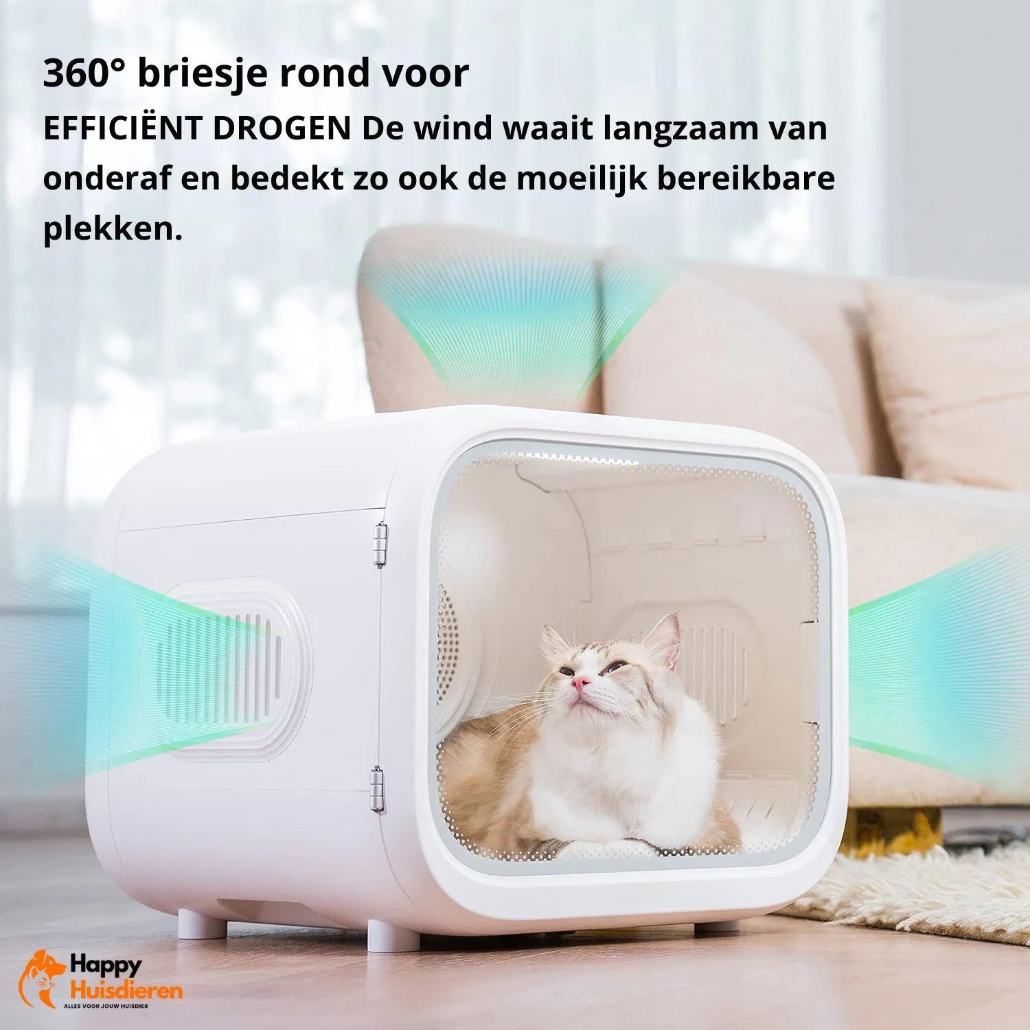 DryHaven | Stille Huisdierendroger met 360° Luchtstroom & Veilig Warmtebeheer