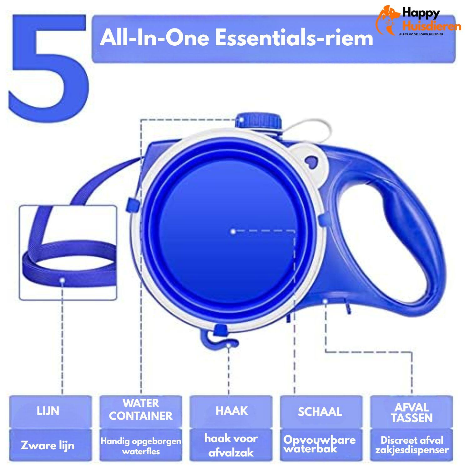 WalkEase Duo | Multifunctionele Hondenriem met Drink- en Voerfunctie