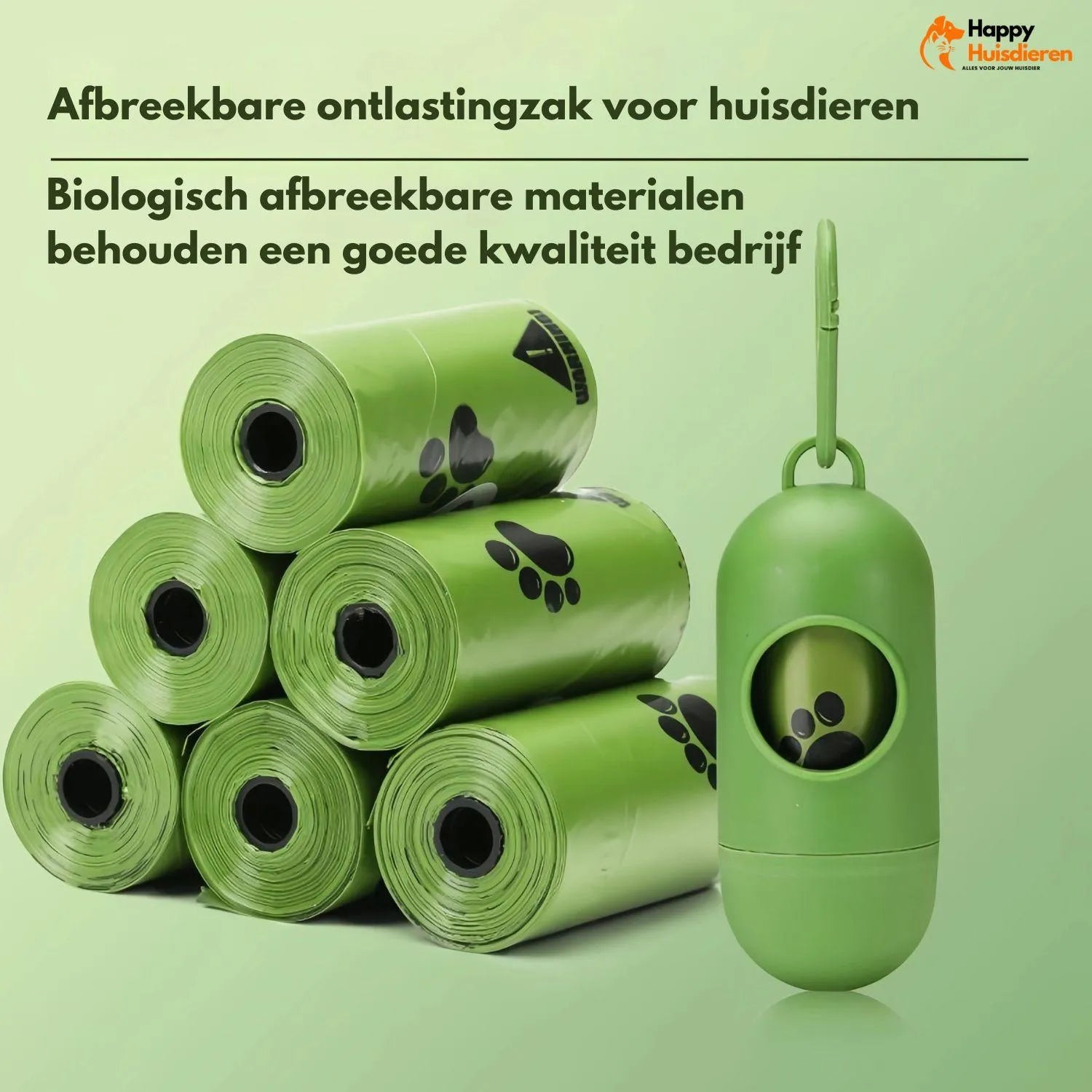 EcoGlow Set | Lekvrije poepzakjes voor huisdieren met zaklampdispenser