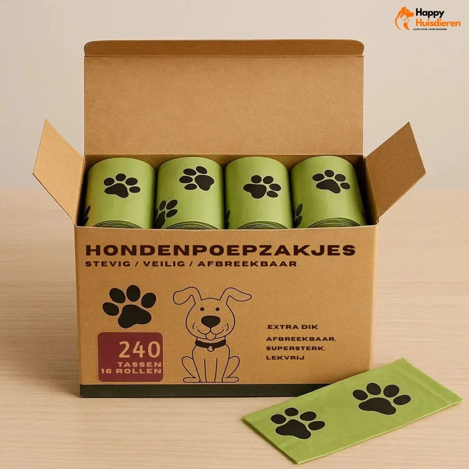 EcoGlow Set | Lekvrije poepzakjes voor huisdieren met zaklampdispenser