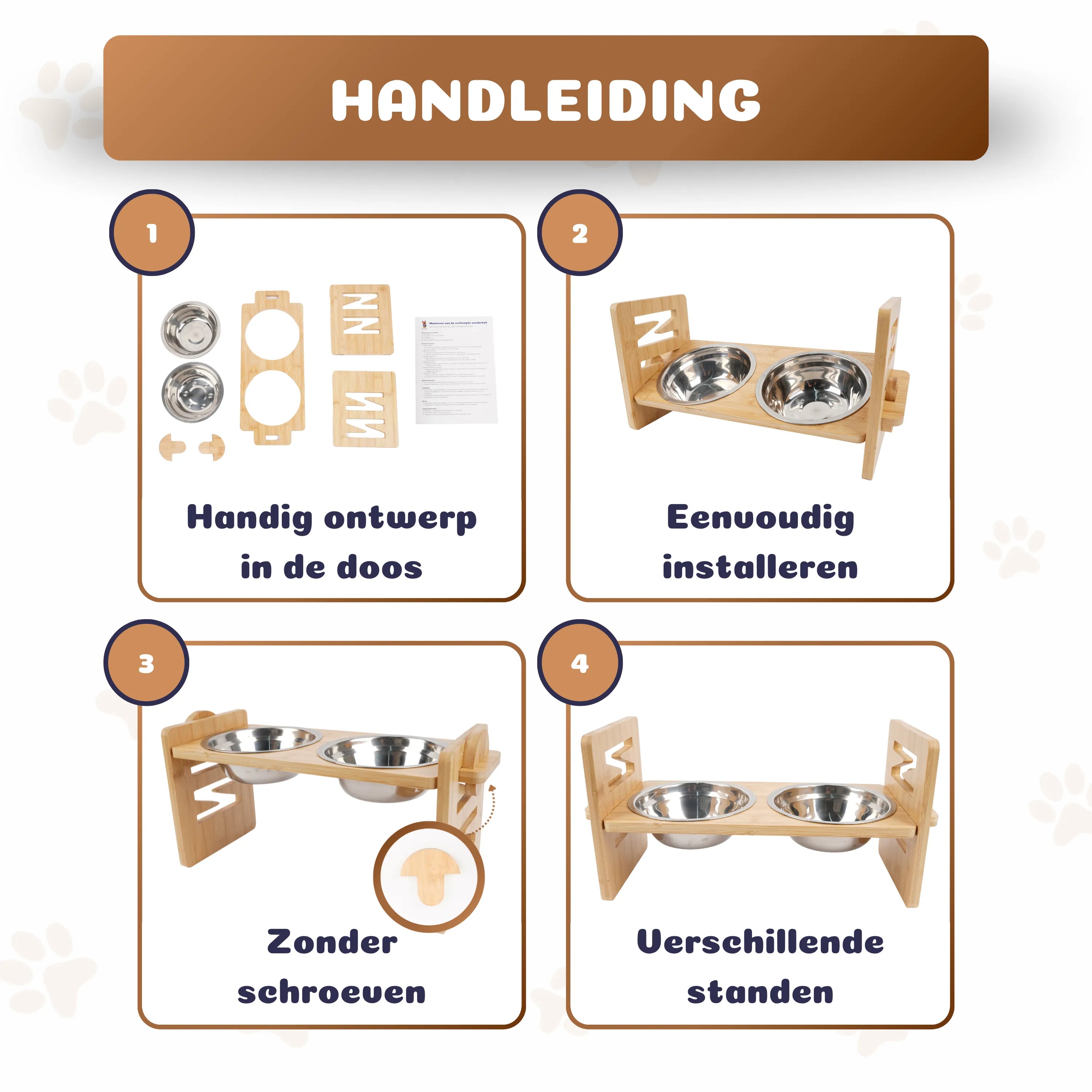 ElevateFeed Stand | Verstelbare Ergonomische voerbak hond & kat, RVS