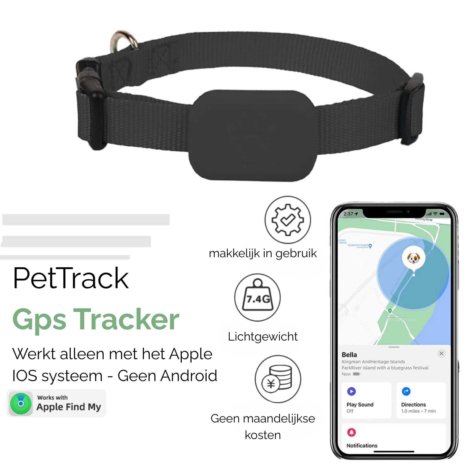 FindMy PetTag | GPS tracker iOS huisdier realtime & compact