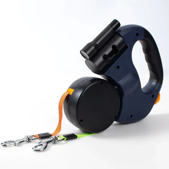 FlexiDuo | Dubbele hondenriem met draaimechanisme en ingebouwde zaklamp