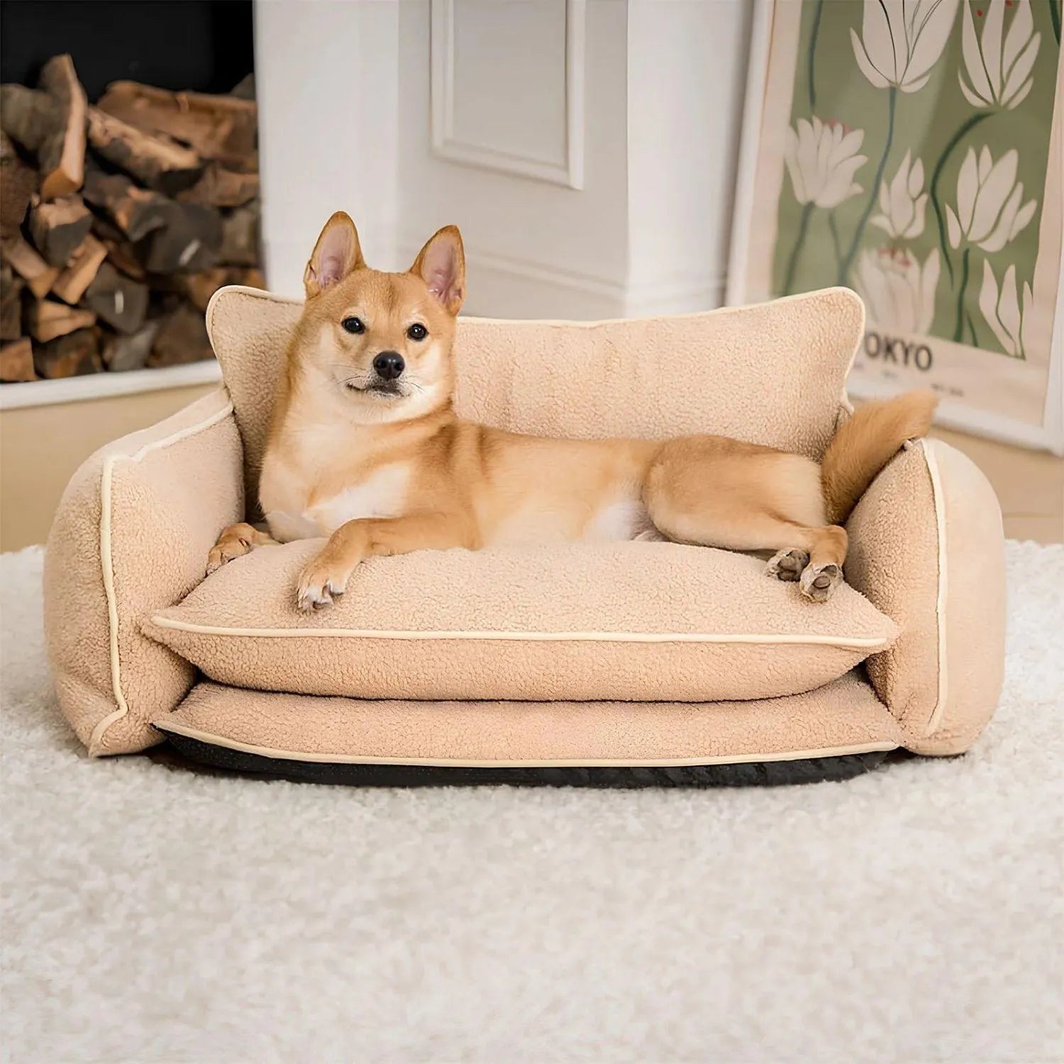 Fluffy Paws Huisdierenbed | Dubbel laags lamswollen hondenbank
