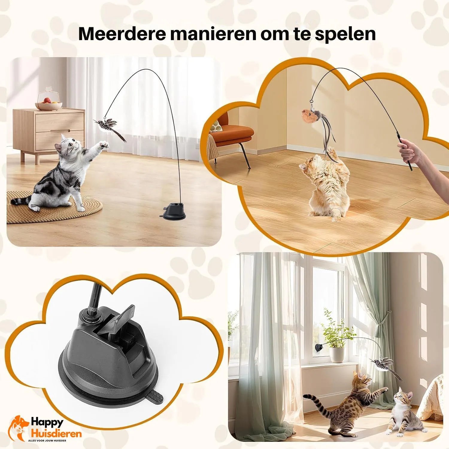 FlyChase Toy | Interactief kattenspeeltje met vogels & zuignap – stimuleert spel en beweging
