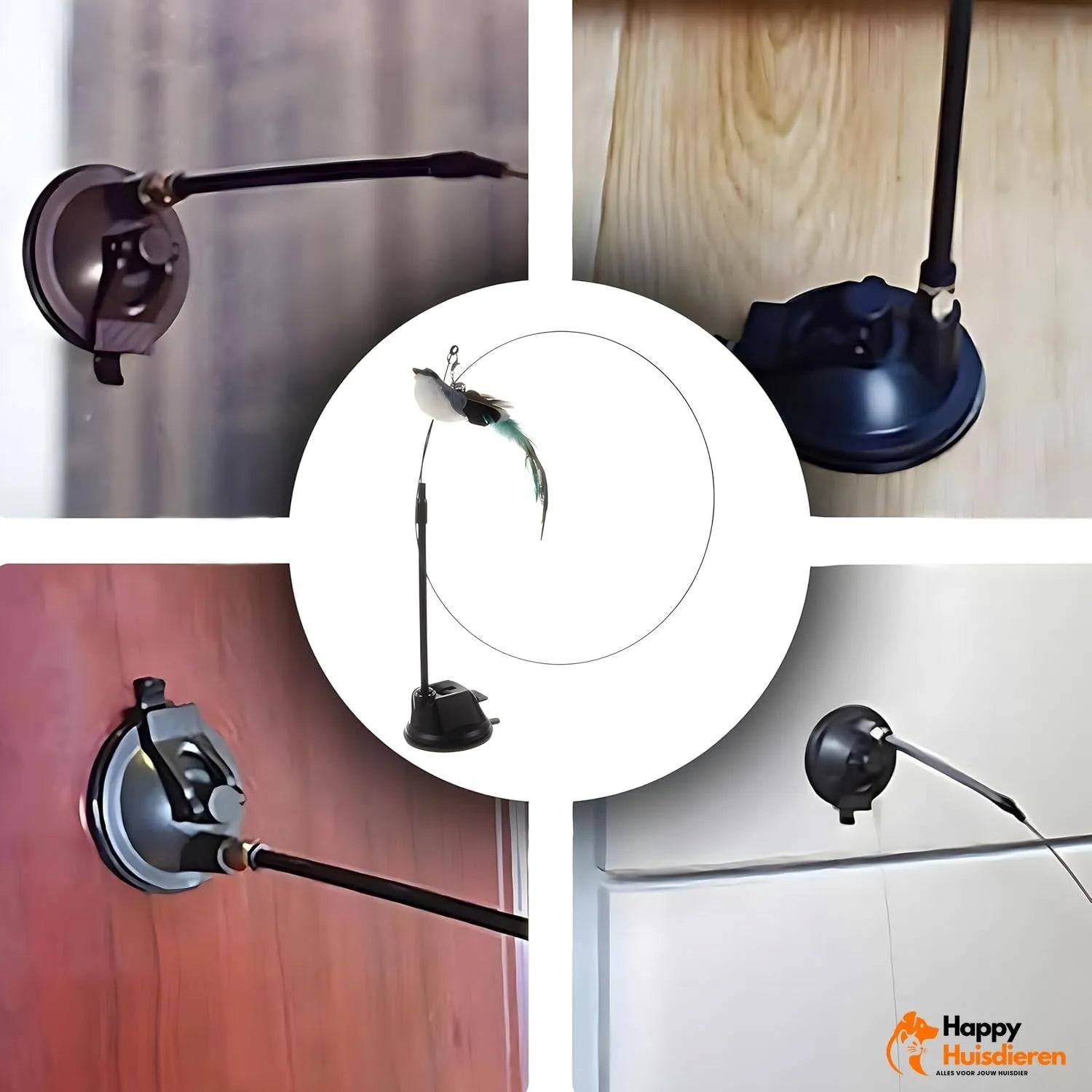 FlyChase Toy | Interactief kattenspeeltje met vogels & zuignap – stimuleert spel en beweging