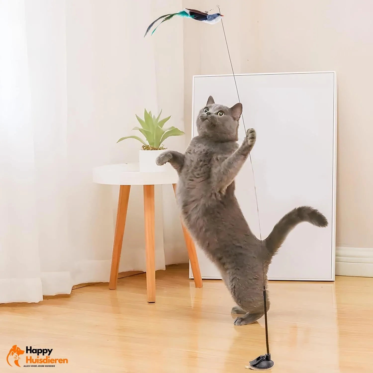 FlyChase Toy | Interactief kattenspeeltje met vogels & zuignap – stimuleert spel en beweging