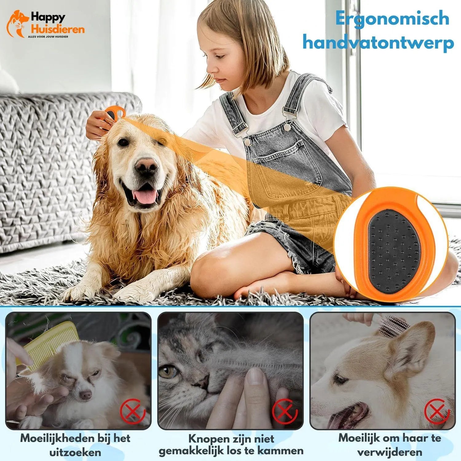 FurEase | Anti-klit borstel voor honden en katten – zacht & effectief