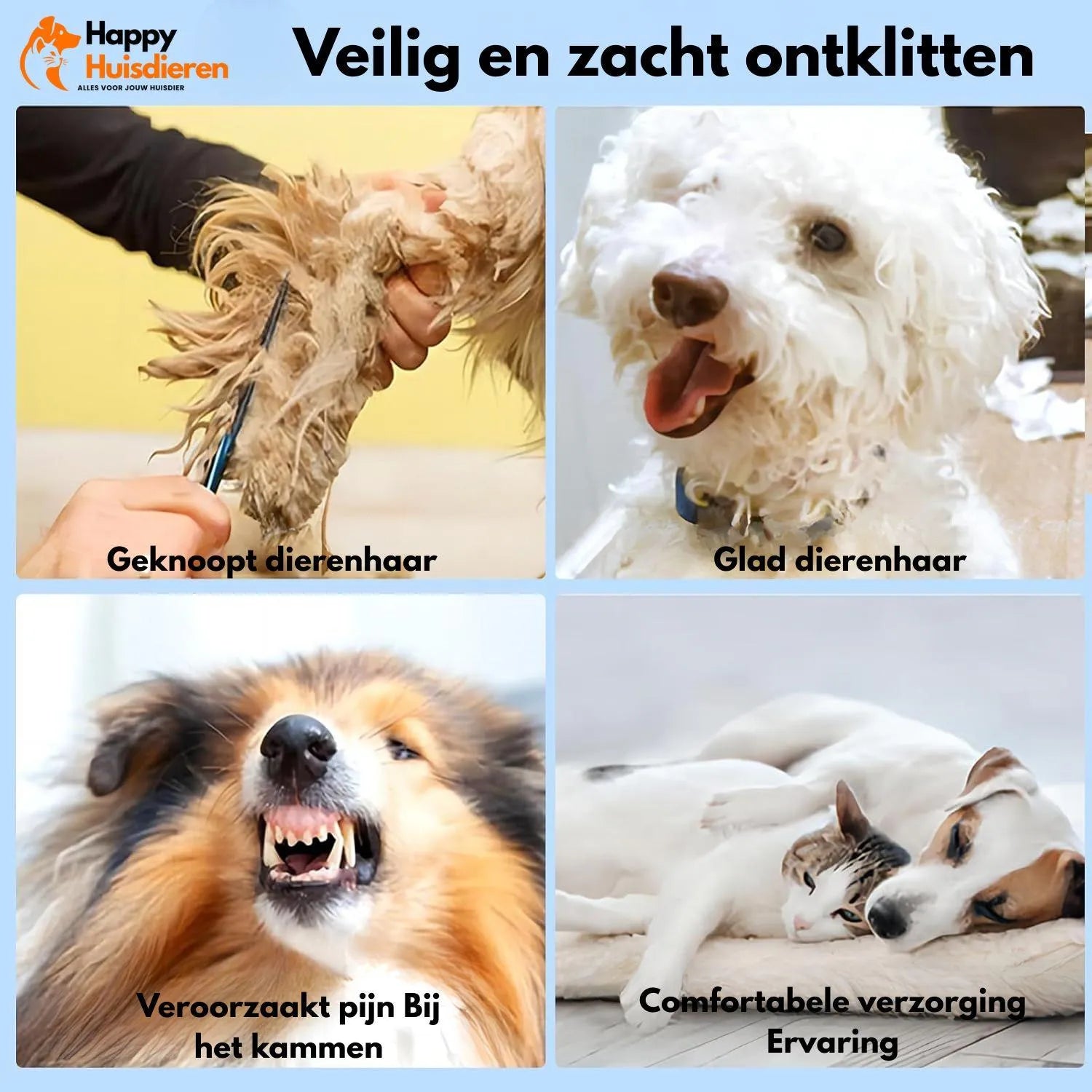 FurEase | Anti-klit borstel voor honden en katten – zacht & effectief