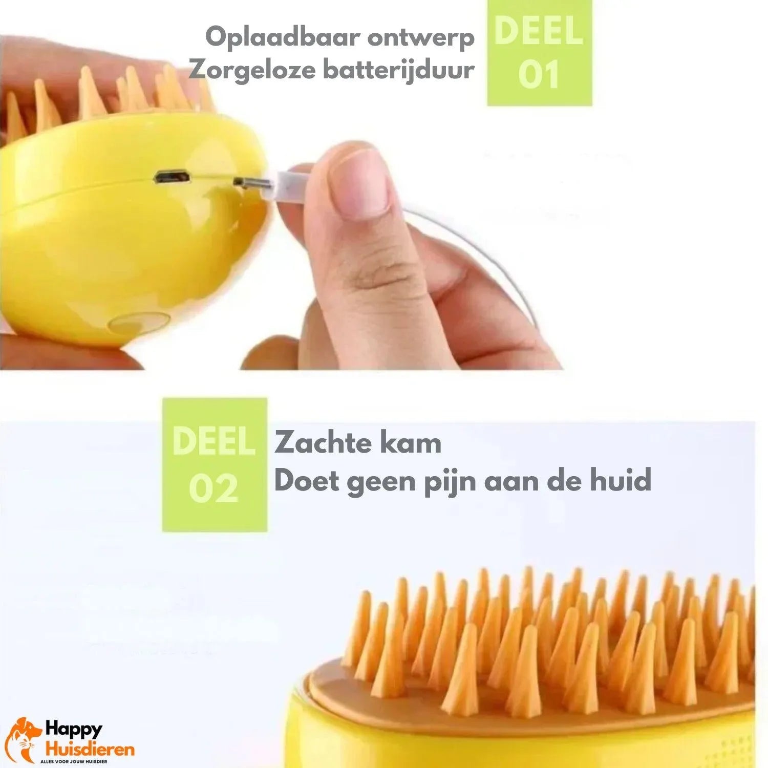 GlowGroom | Verzorgingsborstel met Stoom voor Katten