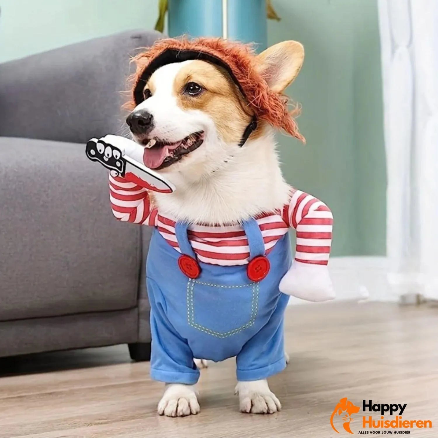 Griezelige Pluche Pooch Outfit | Angstaanjagend Poppenkostuum voor Kleine Hondenrassen