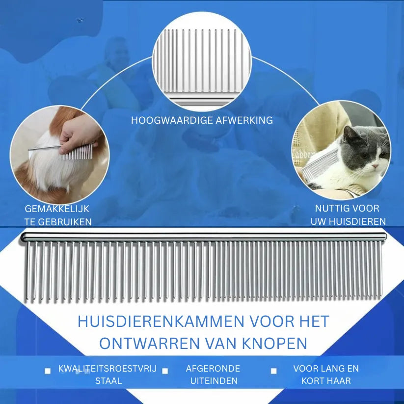 GroomEase Borstel | Professionele Dubbelzijdige Kam voor Honden en Katten