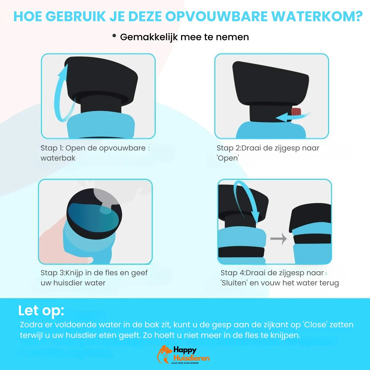 HondH2O Vouwfles | Opvouwbare Honden Drinkfles – Lekvrij, BPA-vrij & Draagbaar voor Wandelen en Reizen