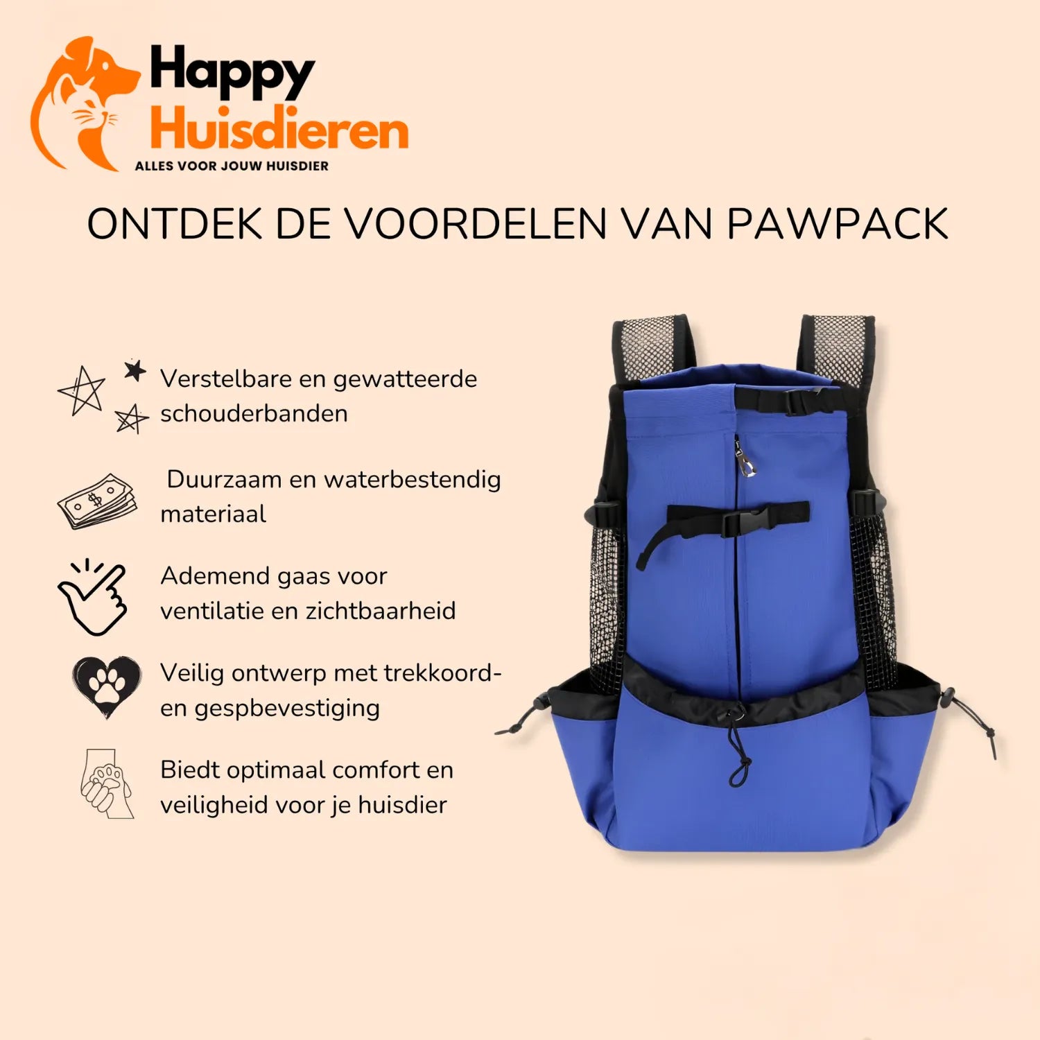 HondenDraagtas Comfort | Ergonomische Rugzak voor Huisdieren
