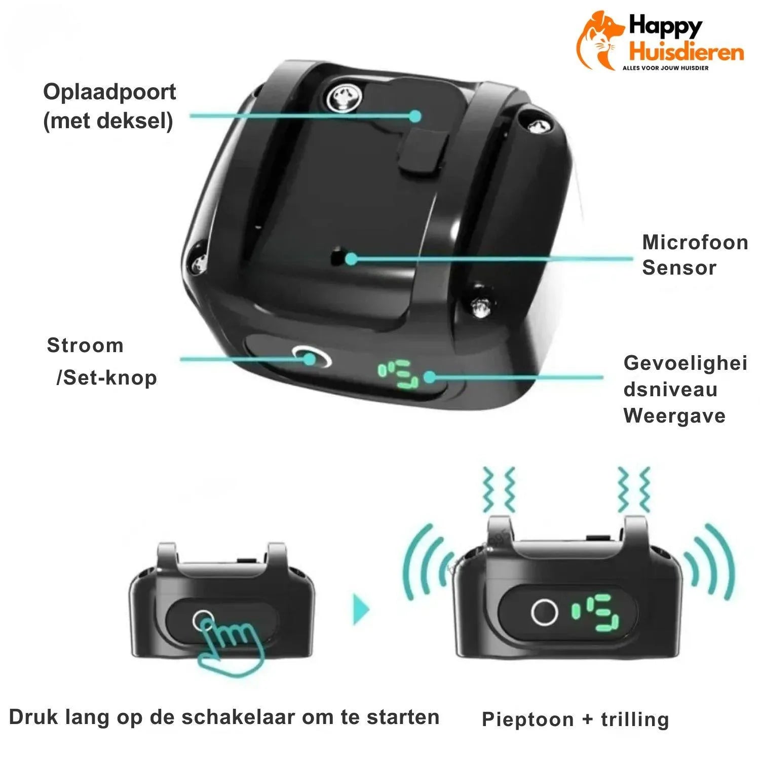 Hondenfluisteraar Kraag | Ultrasone Anti-Blaf Halsband met USB Oplaadbare Optie