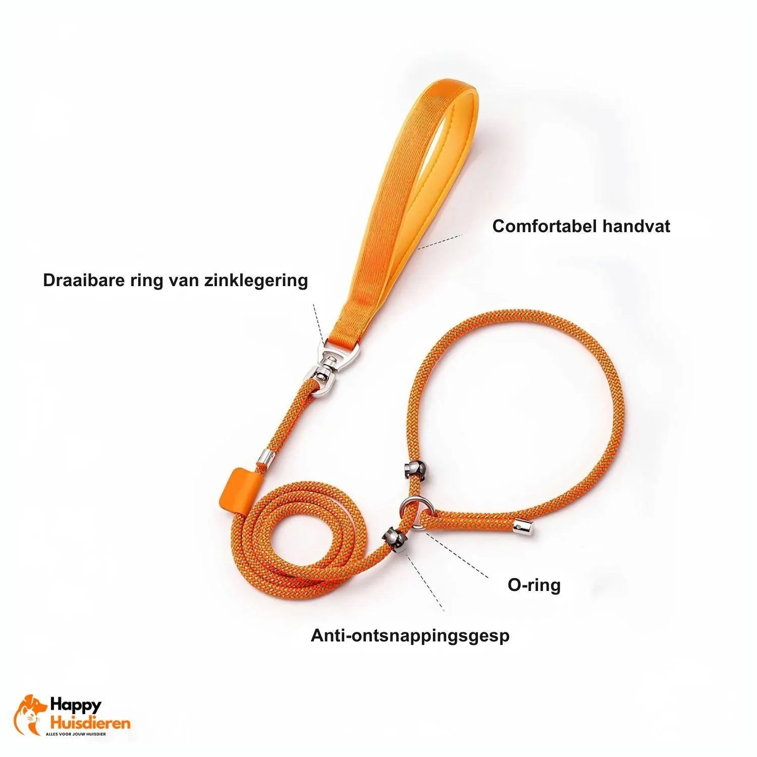Hondenriem Zonder Trekken | Duurzame Slipkraag met Gevoerde Handgreep