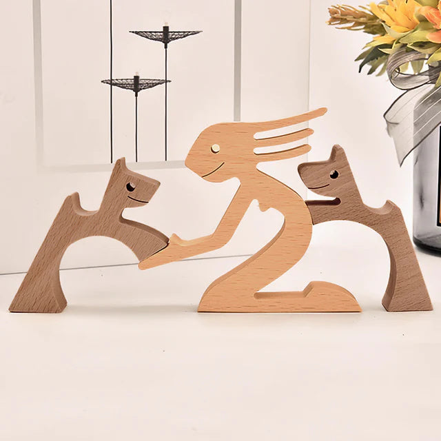 Houten beeldje CarveBuddy | Handgesneden dierenbeeld decoratie