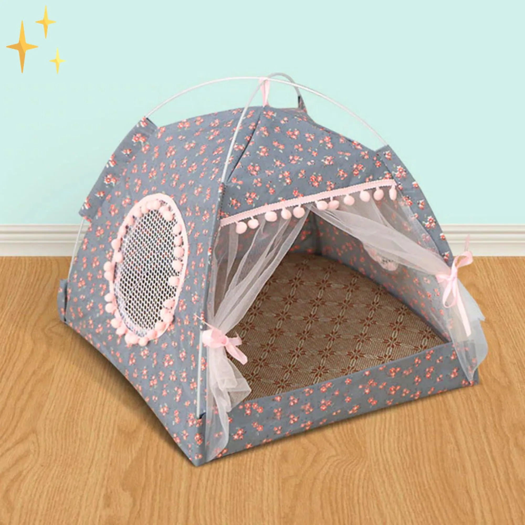 Huisdier Schuilplaats | Tent met Gordijnen voor Katten en Kleine Honden – Comfortabel & Stijlvol