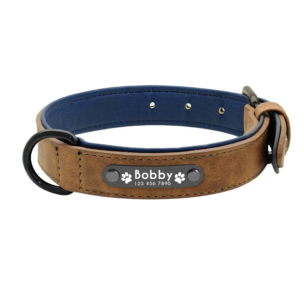 IDLux Lederen Halsband | Gepersonaliseerde Hondenhalsband met Ingebouwde Naamtag