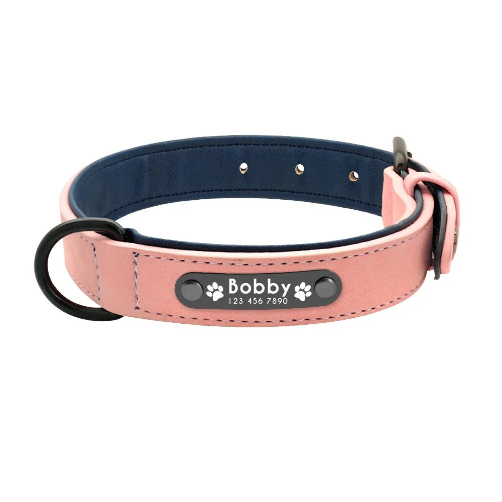 IDLux Lederen Halsband | Gepersonaliseerde Hondenhalsband met Ingebouwde Naamtag