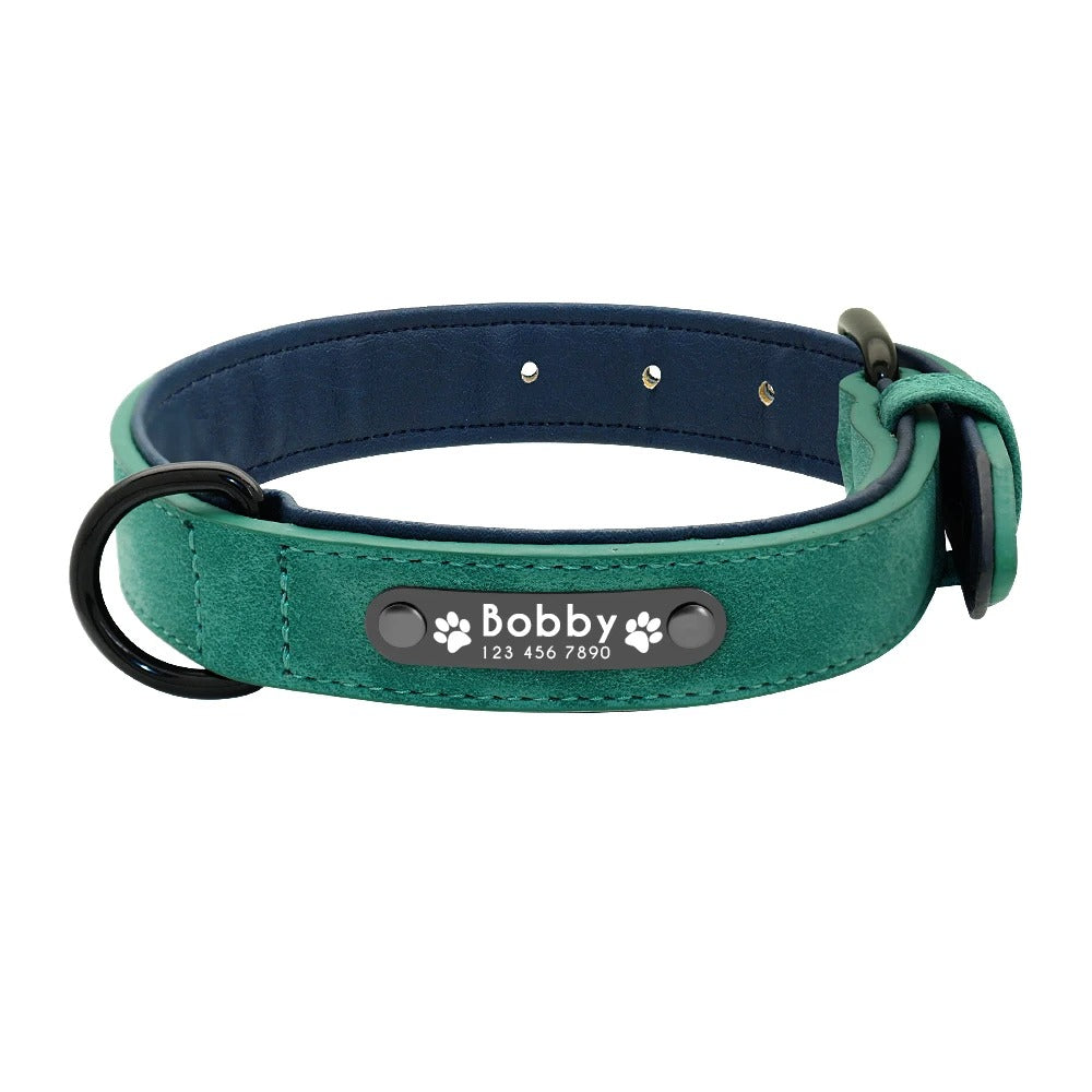 IDLux Lederen Halsband | Gepersonaliseerde Hondenhalsband met Ingebouwde Naamtag