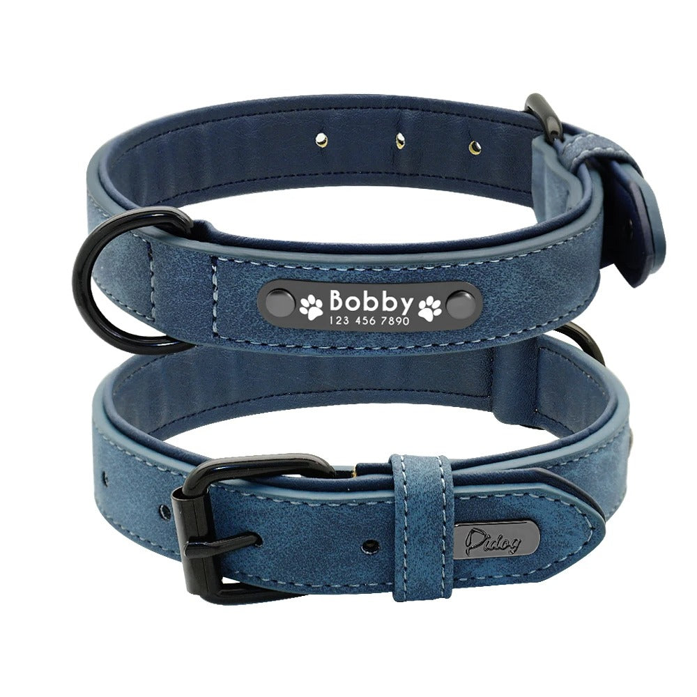 IDLux Lederen Halsband | Gepersonaliseerde Hondenhalsband met Ingebouwde Naamtag