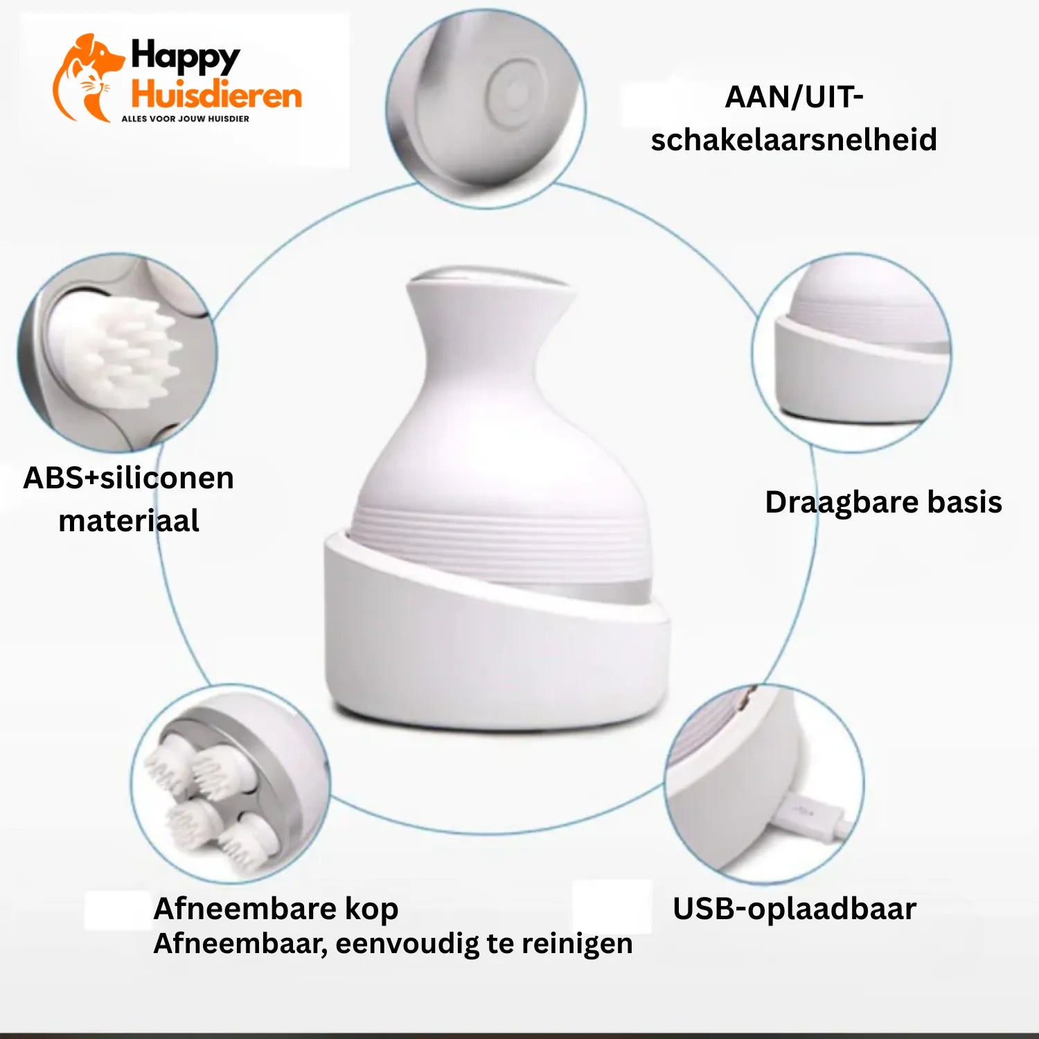 KattenKnuffel Massage | Elektrisch Kattenmassage Apparaat met Bionische Siliconen Koppen en USB-oplaadfunctie