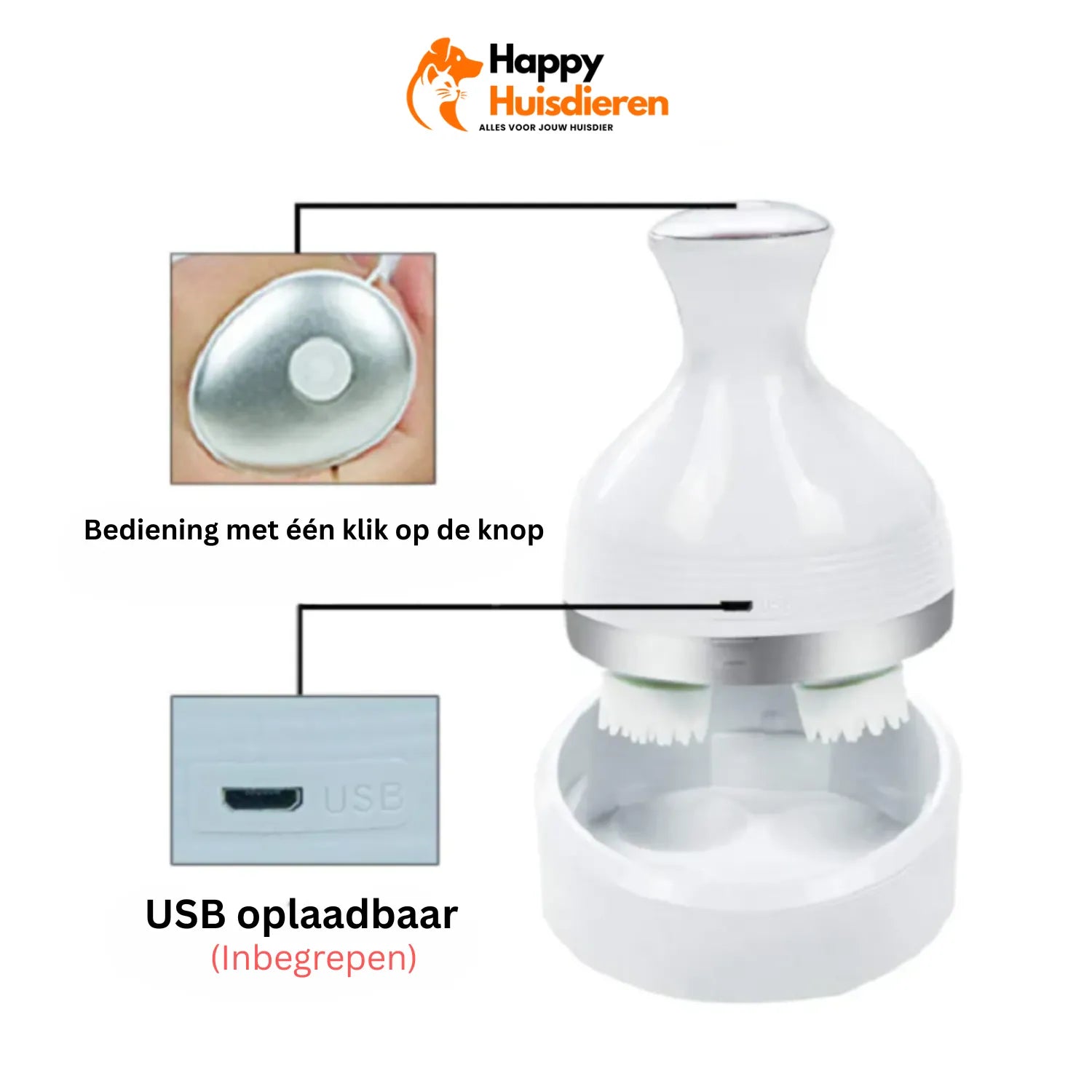 KattenKnuffel Massage | Elektrisch Kattenmassage Apparaat met Bionische Siliconen Koppen en USB-oplaadfunctie