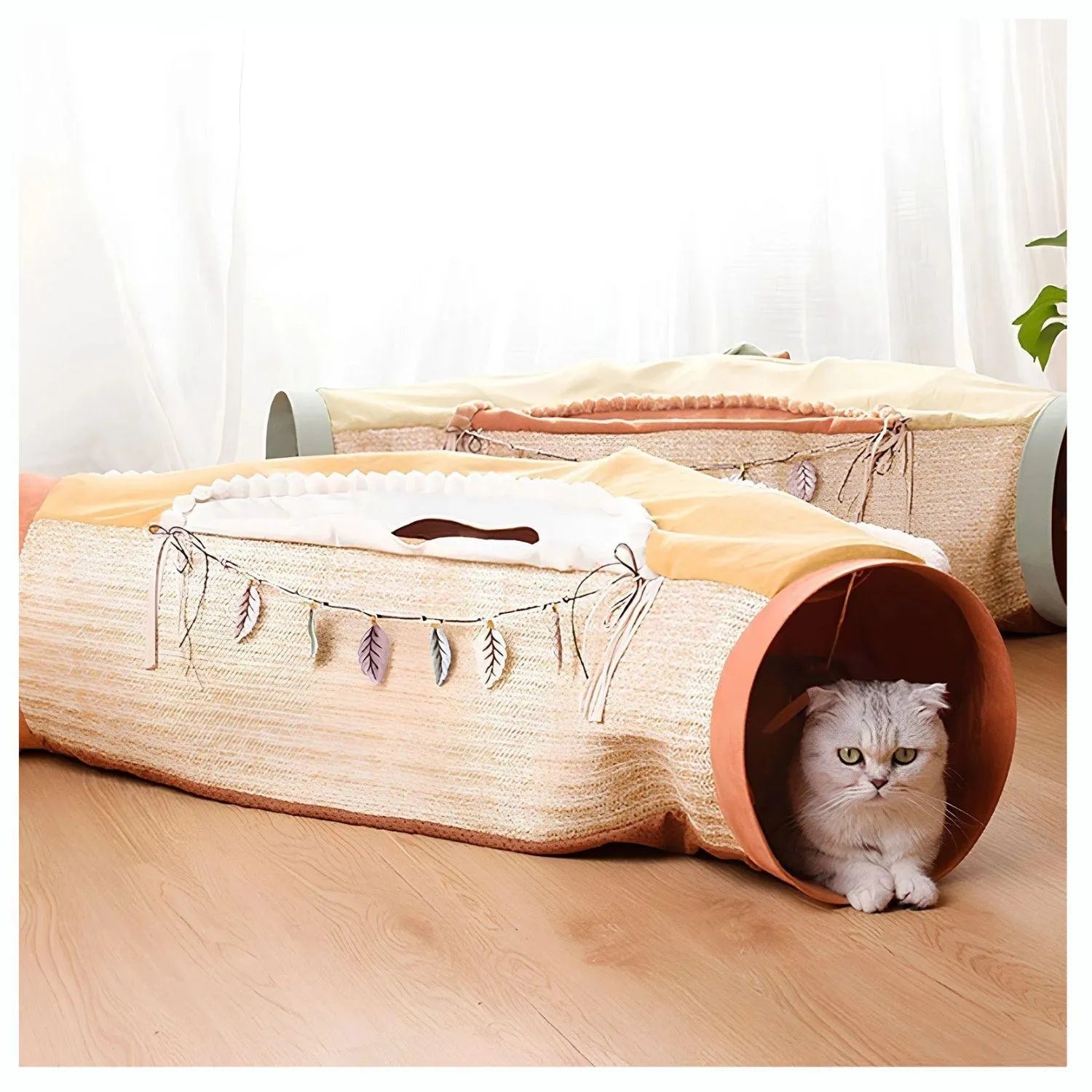 Kattenavonturentunnel | Opvouwbare speeltunnel met slaapbed voor huisdieren