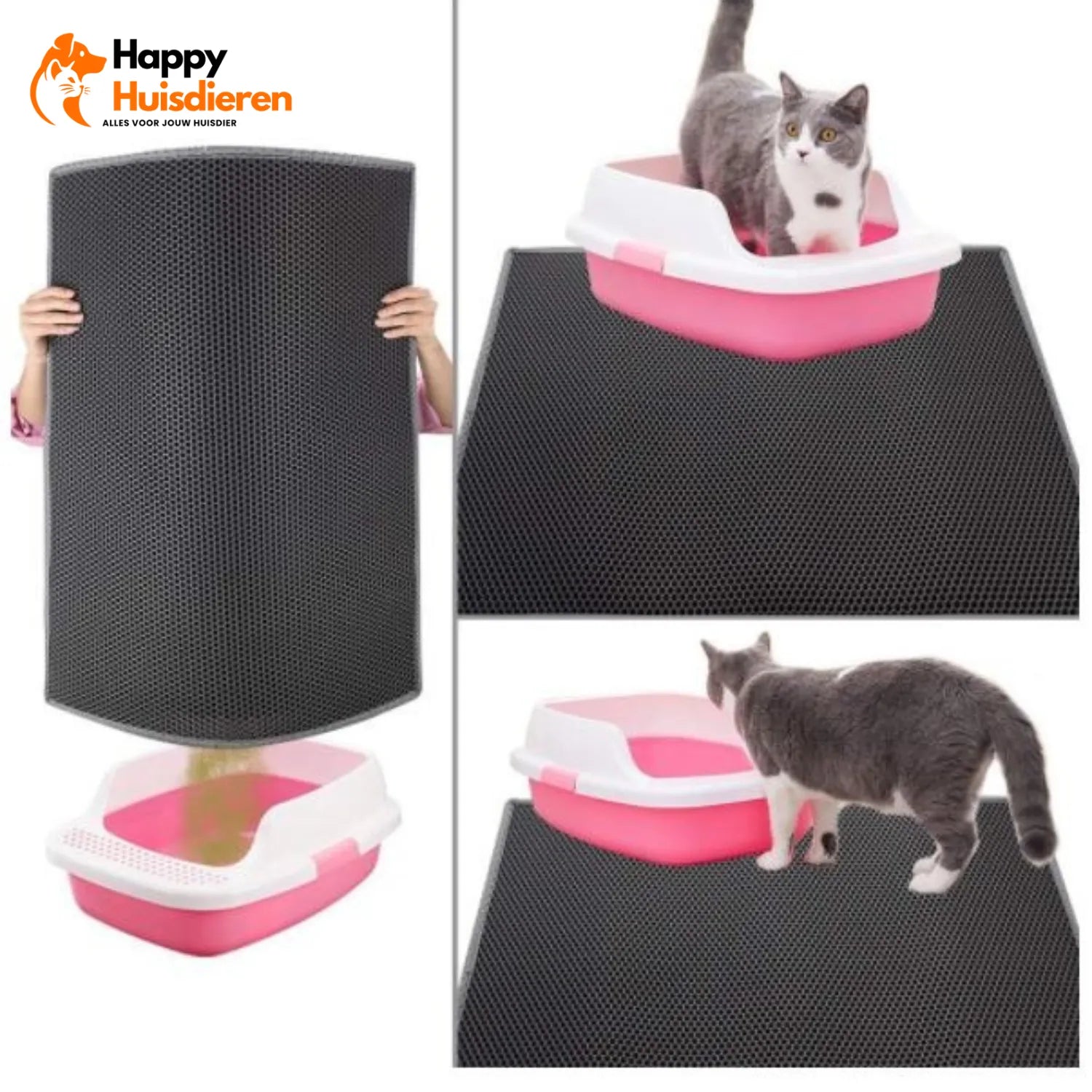 Kattenbakmat PoetsPaw | Honingraatmat met Waterdichte Onderlaag voor Schoon en Stofvrij Thuis