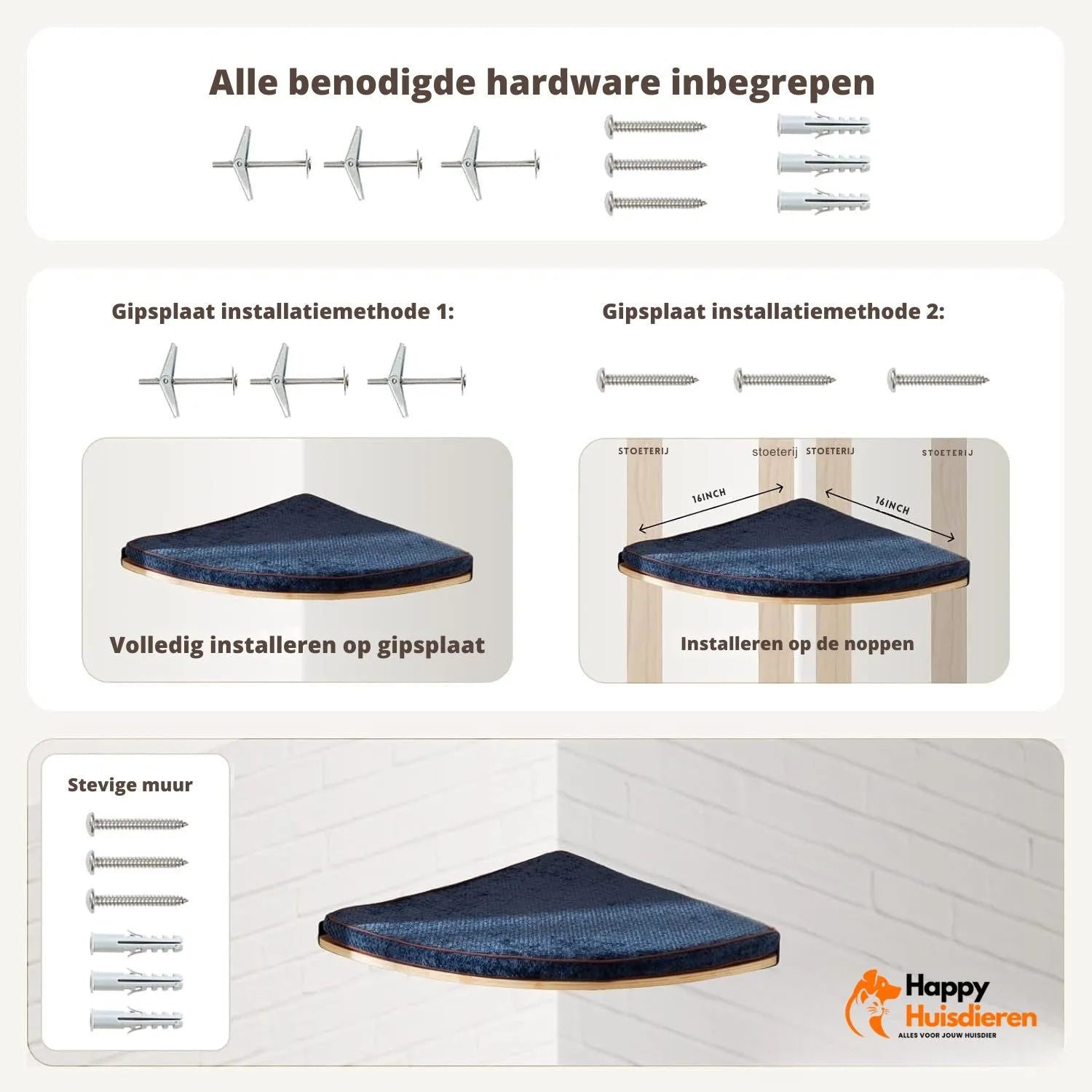 Kattentoren Aero | Compacte Wandset met Steps en Hangmat